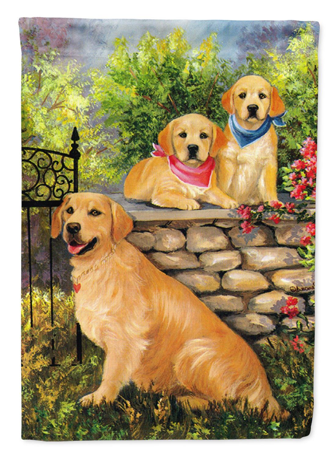 Golden Retriever At the Gate Flag Garden Size PPP3101GF  the-store.com.