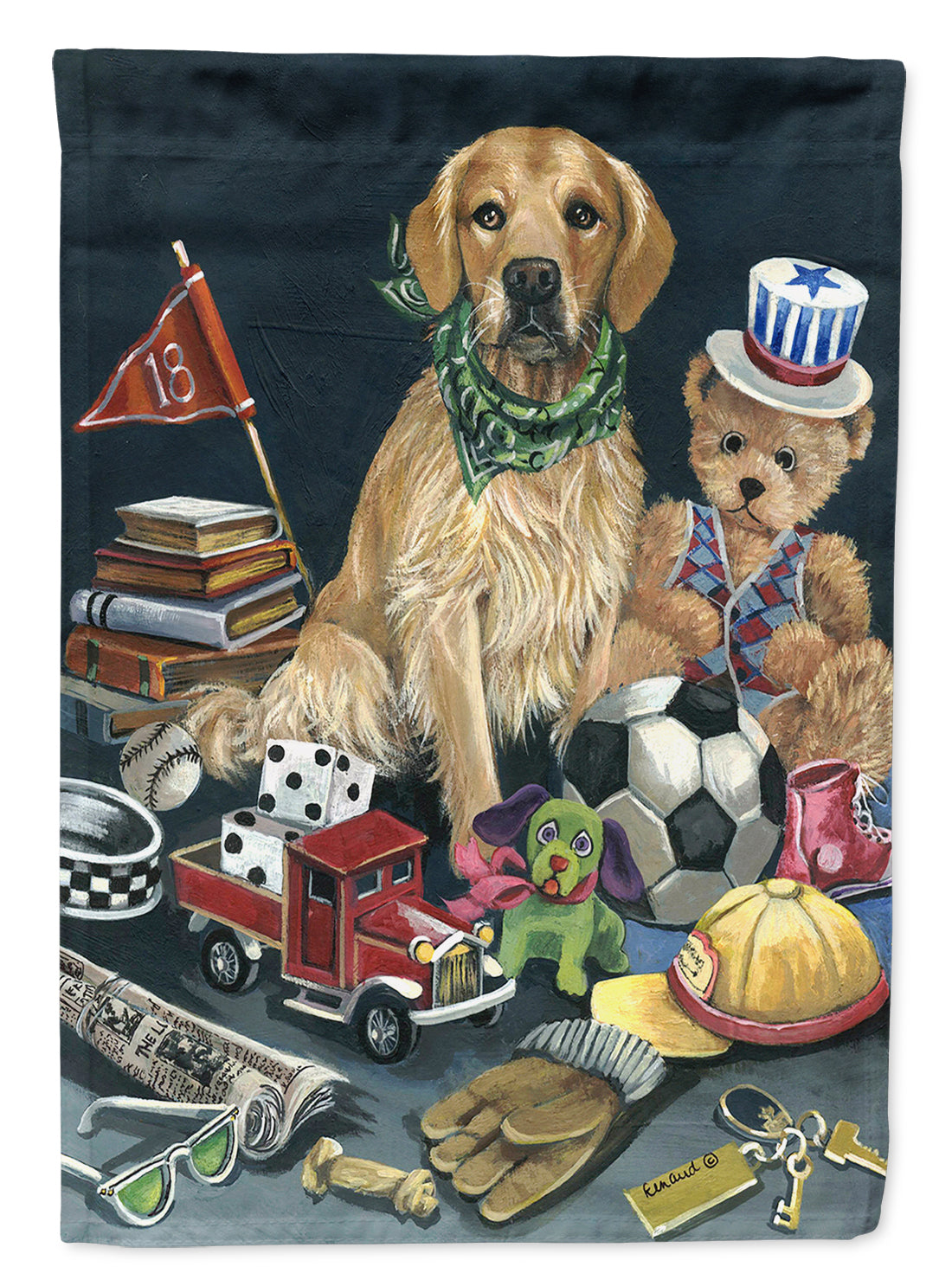 Golden Retriever Toys Flag Canvas House Size PPP3103CHF  the-store.com.