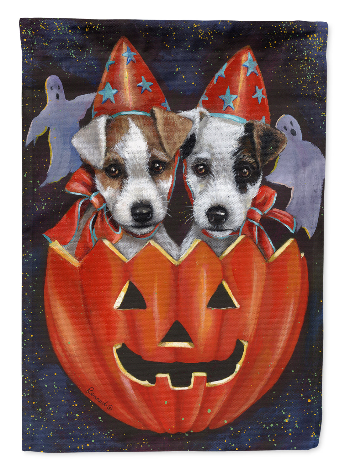 Jack Russell Terrier Halloween Flag Canvas House Size PPP3105CHF  the-store.com.