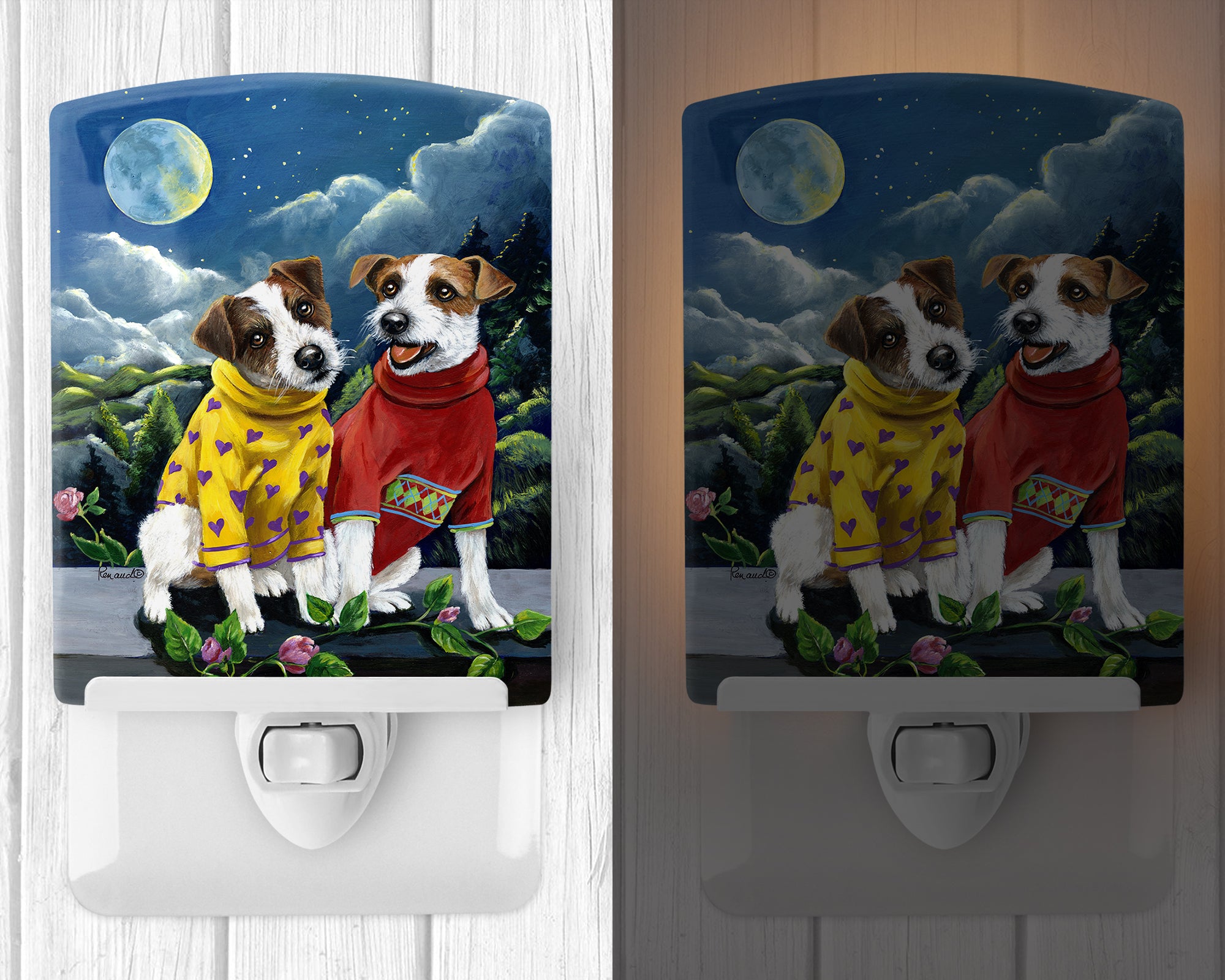 Jack Russell Terrier Moon Phase Ceramic Night Light PPP3106CNL - the-store.com