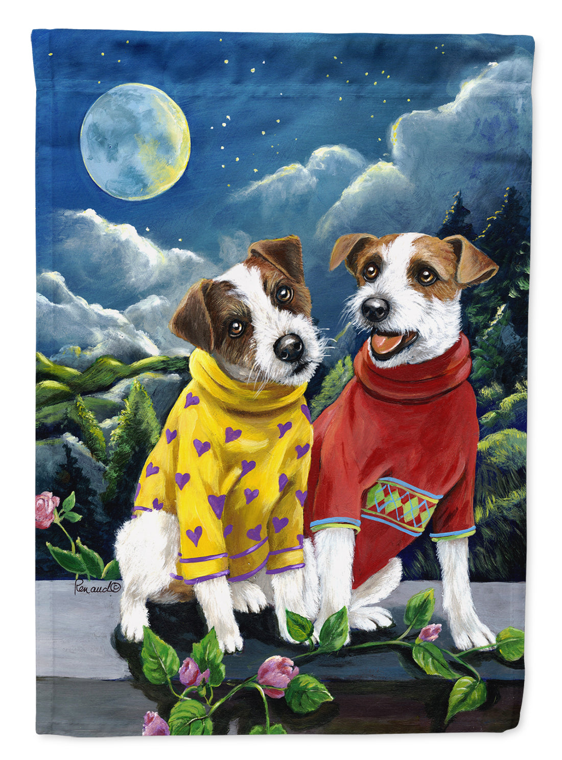 Jack Russell Terrier Moon Phase Flag Garden Size PPP3106GF  the-store.com.