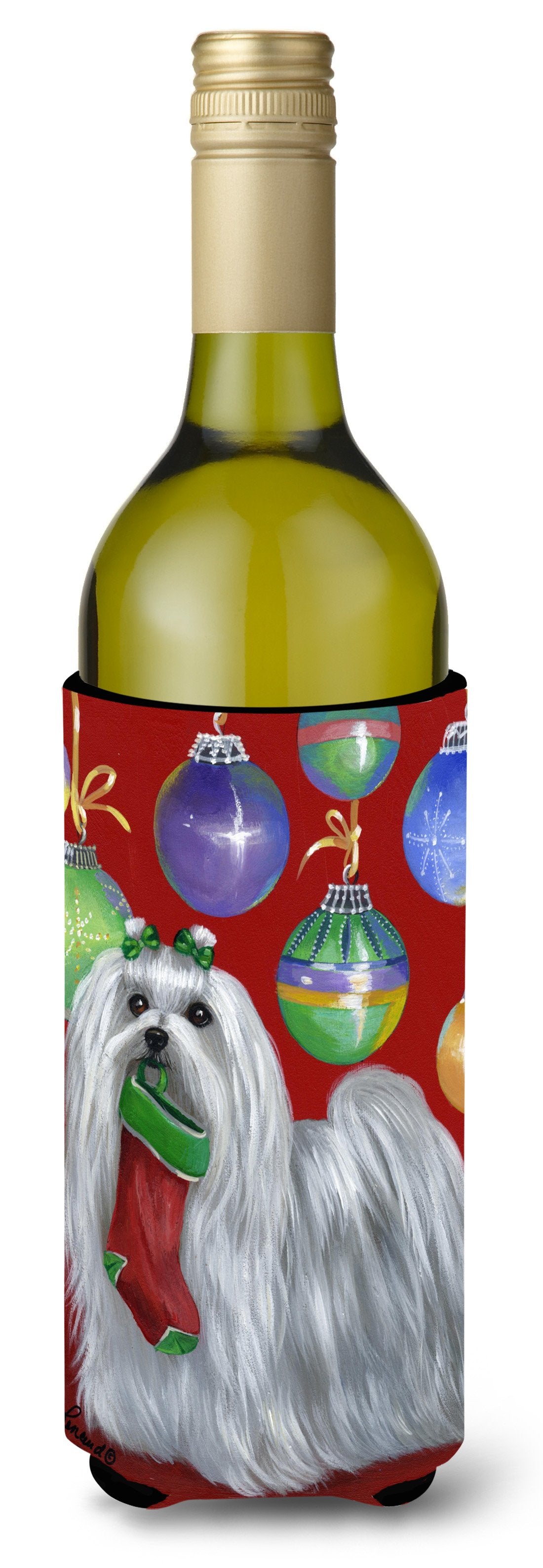 Maltese Christmas Stocking Stuffer Wine Bottle Hugger PPP3114LITERK by Caroline's Treasures