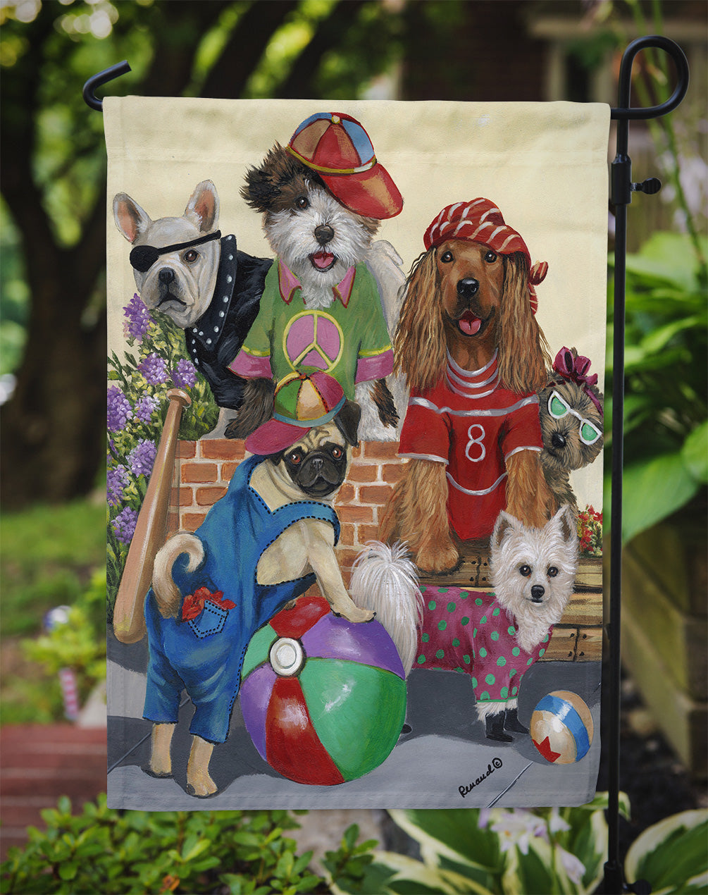 Dogs Mutli-Breed Neighborhood Flag Garden Size PPP3115GF  the-store.com.