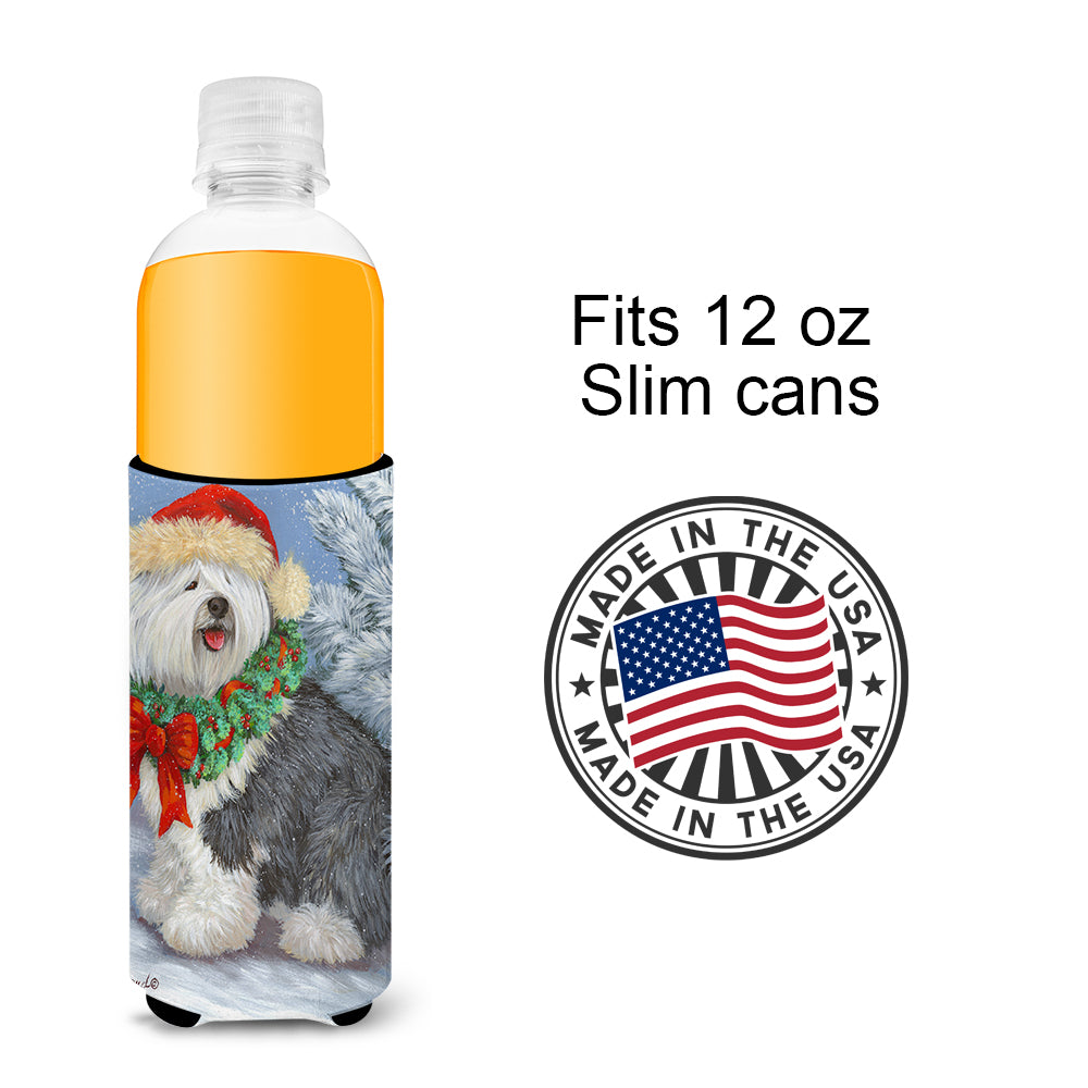 Old English Sheepdog Christmas Ultra Hugger for slim cans PPP3117MUK  the-store.com.