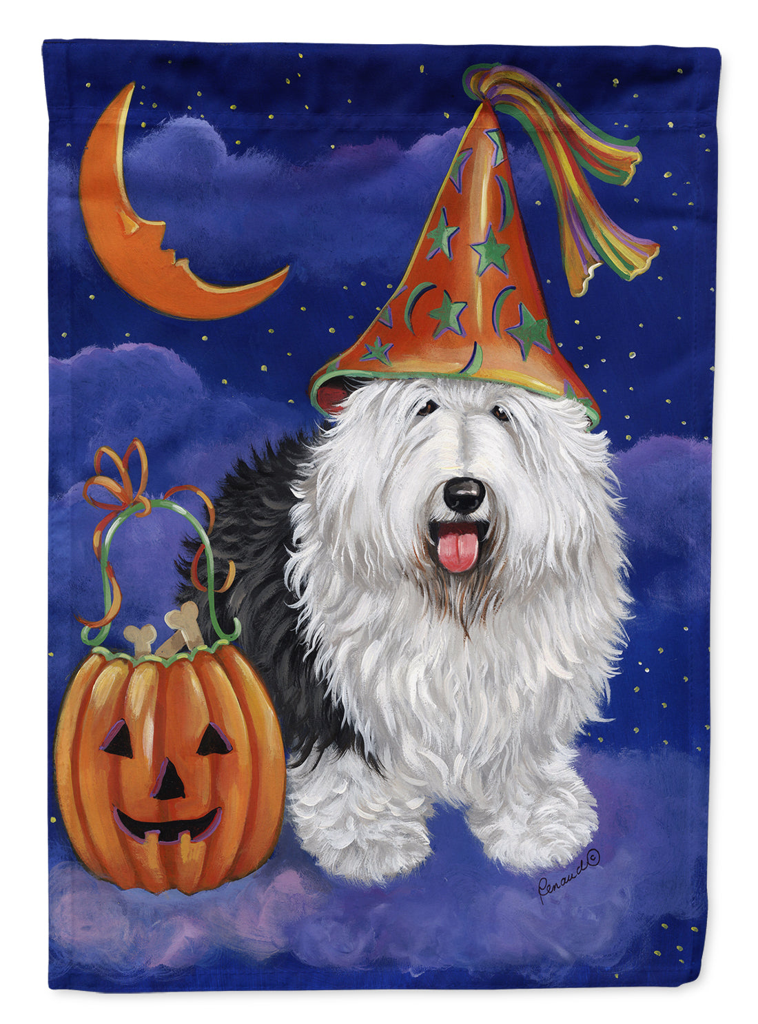 Old English Sheepdog Halloween Flag Garden Size PPP3118GF  the-store.com.