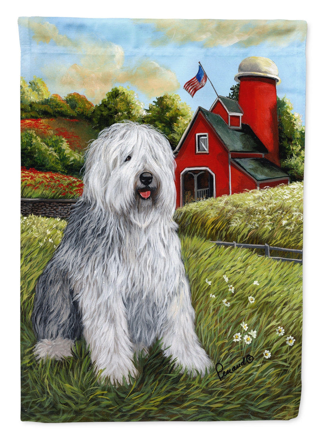 Old English Sheepdog Heaven Flag Canvas House Size PPP3119CHF  the-store.com.