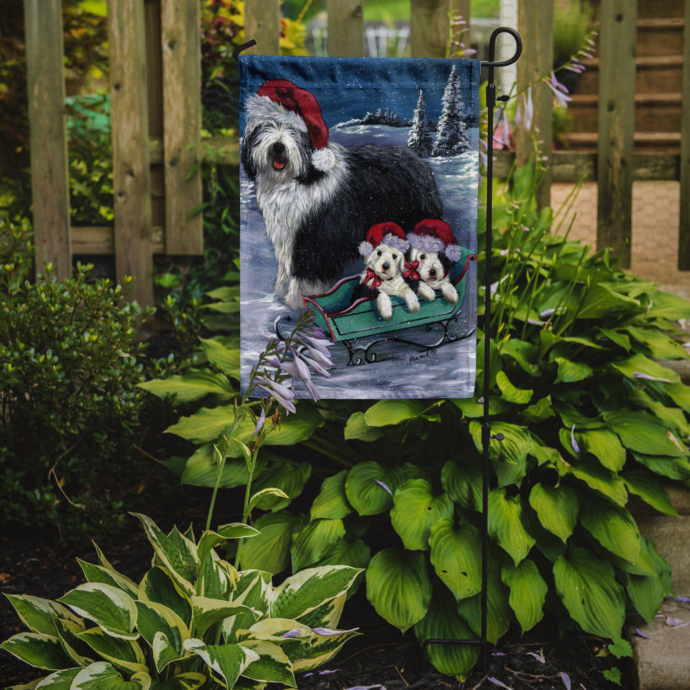 Old English Sheepdog Christmas Snow Flag Garden Size PPP3120GF  the-store.com.