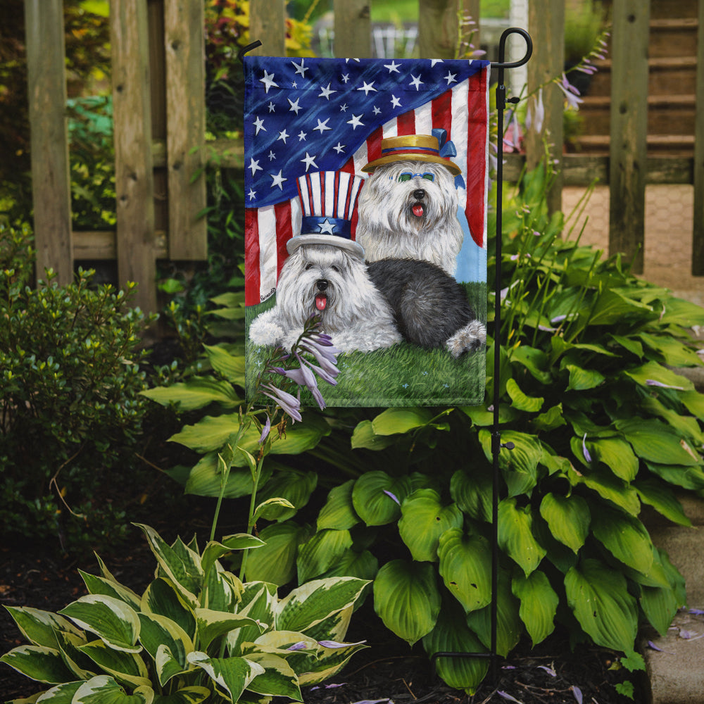 Old English Sheepdog USA Flag Garden Size PPP3121GF  the-store.com.