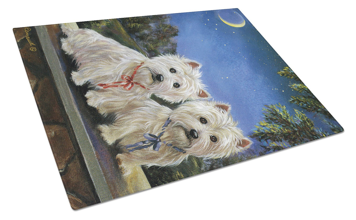 Westie Moonlight Stroll Glass Cutting Board Large PPP3122LCB by Caroline&#39;s Treasures