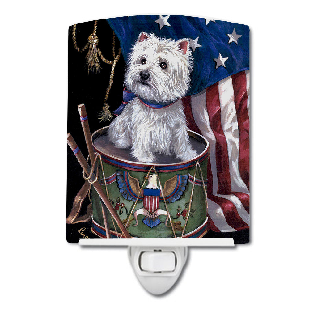 Westie Little Drummer Boy USA Ceramic Night Light PPP3129CNL - the-store.com