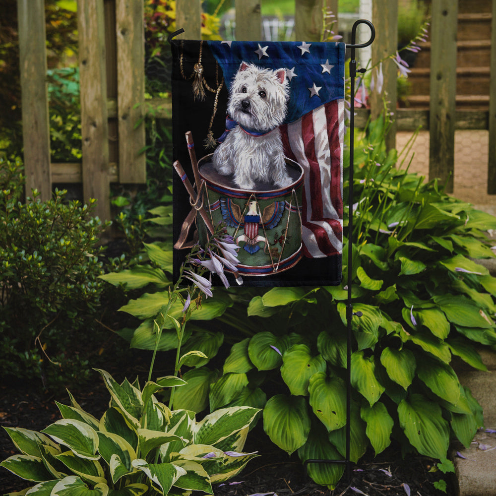 Westie Little Drummer Boy USA Flag Garden Size PPP3129GF  the-store.com.