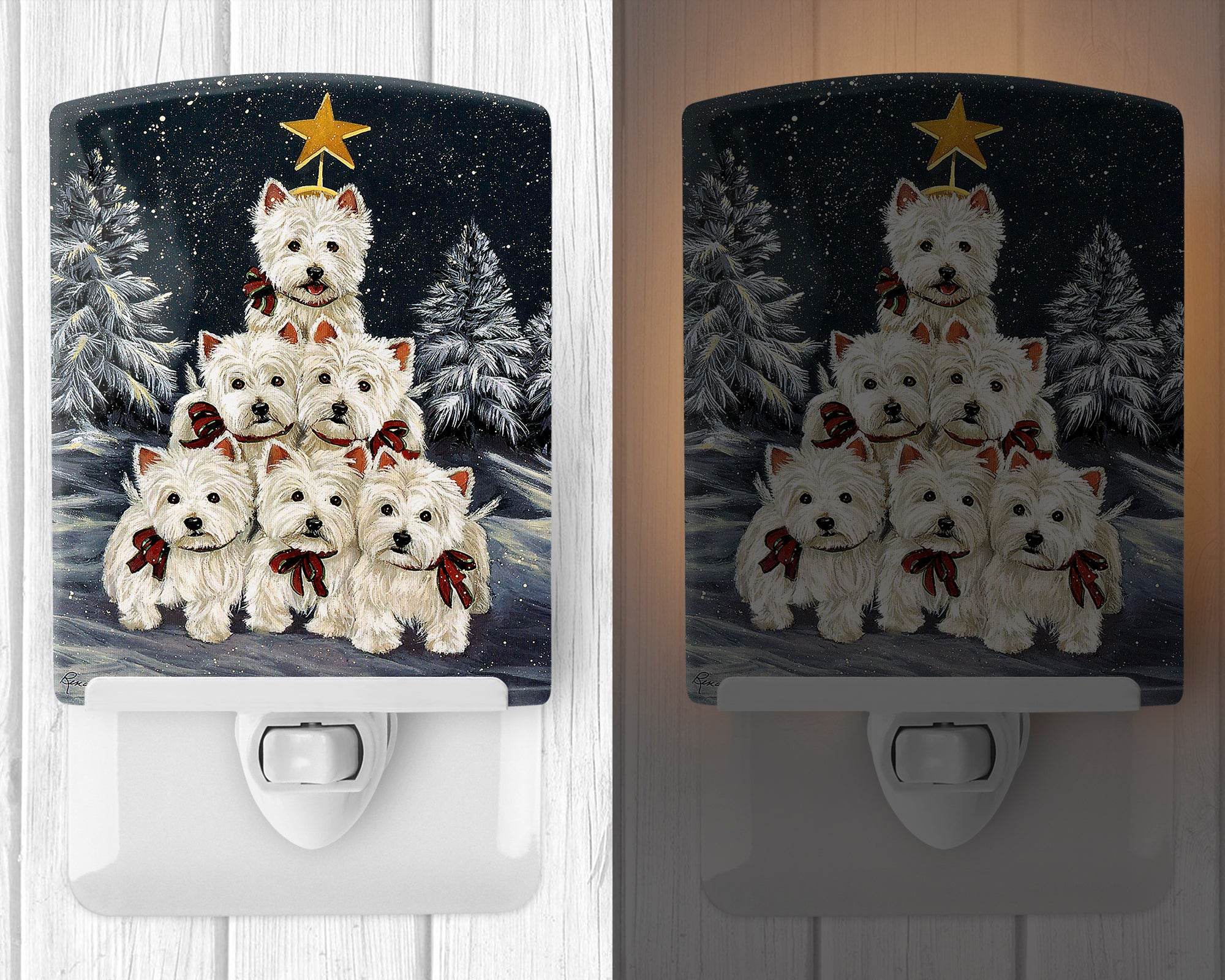 Westie Christmas Family Tree Ceramic Night Light PPP3130CNL - the-store.com