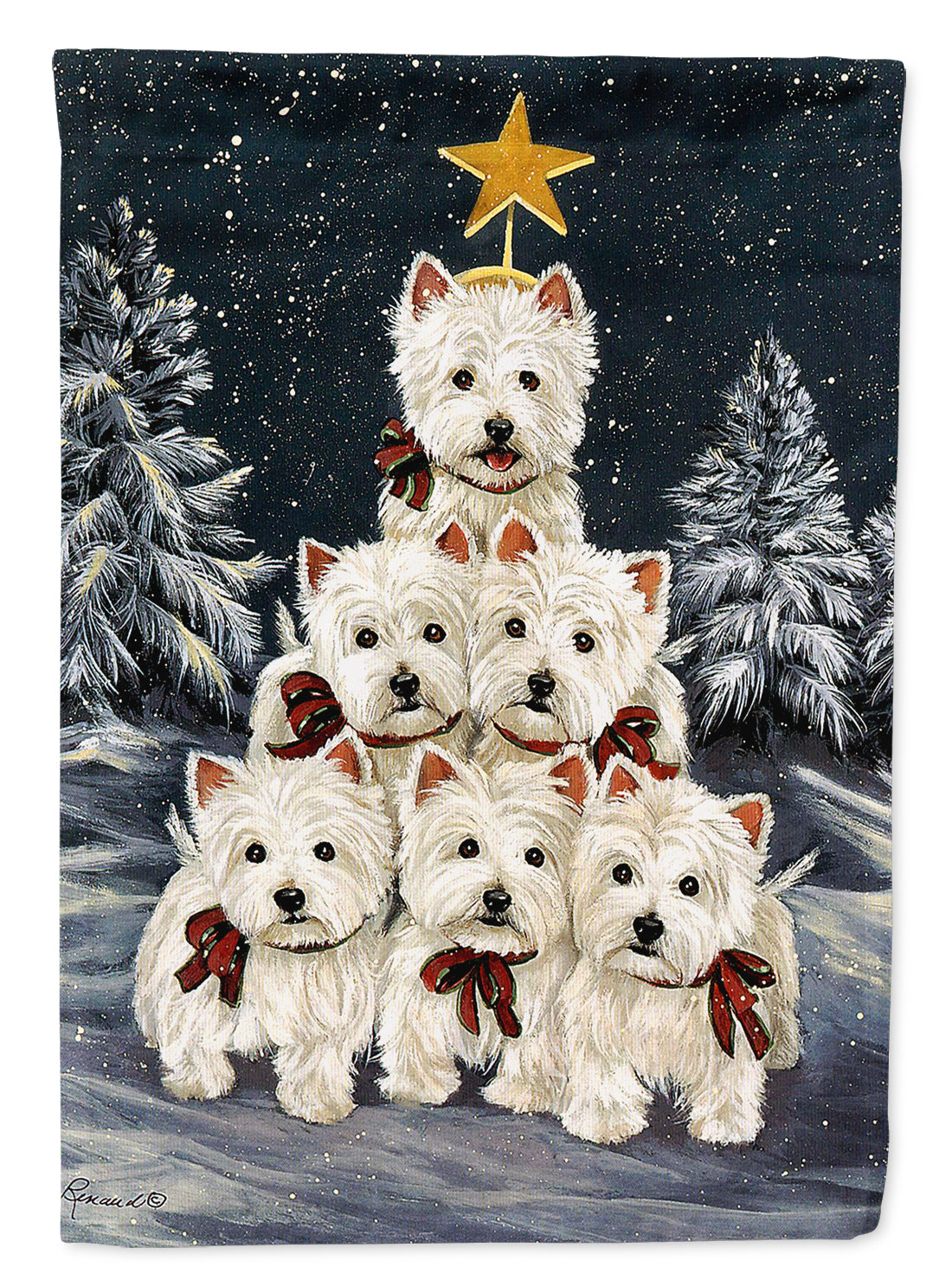 Westie Christmas Family Tree Flag Garden Size PPP3130GF  the-store.com.