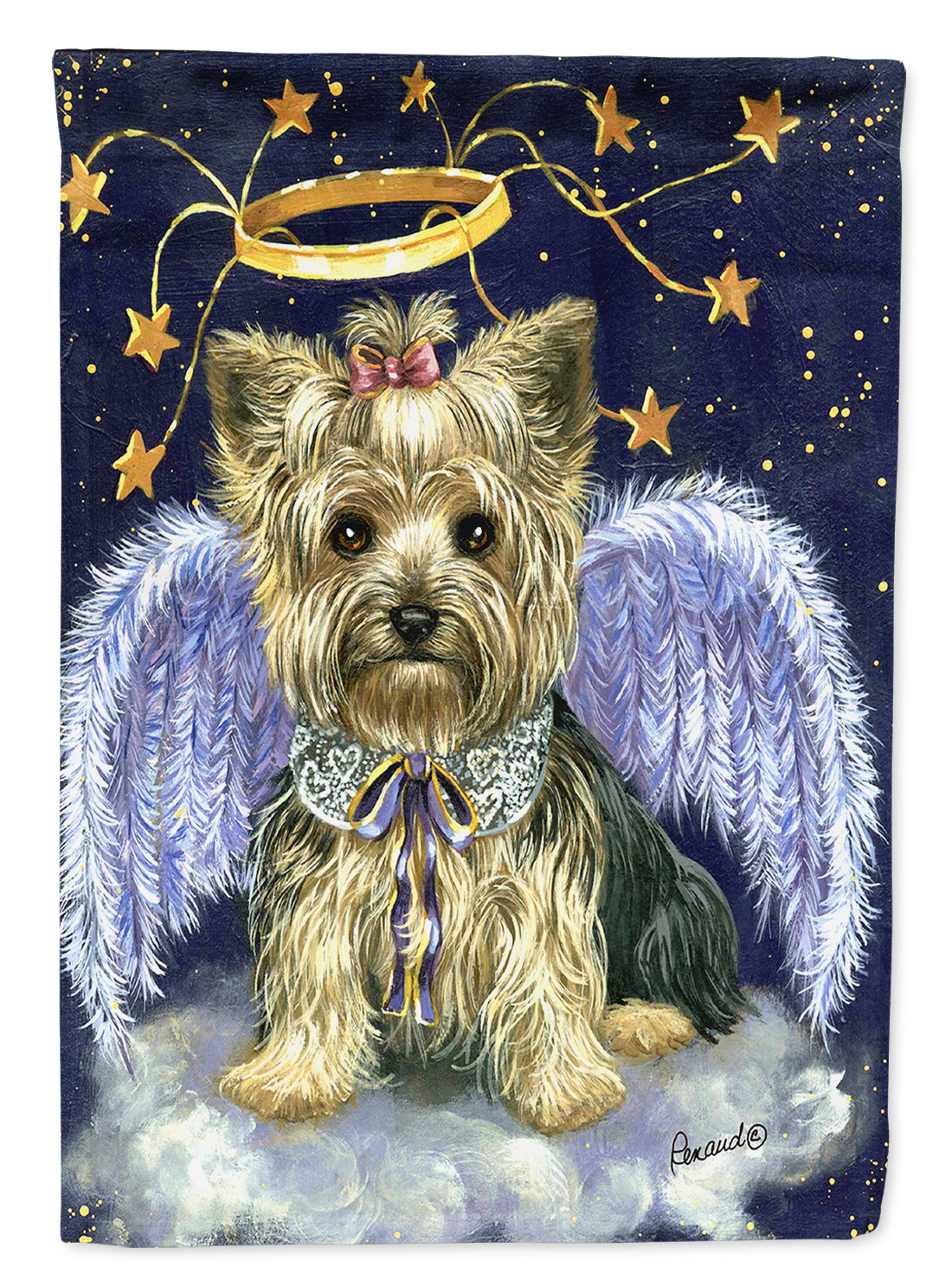 Yorkie Christmas Family Tree Flag Garden Size PPP3131GF  the-store.com.