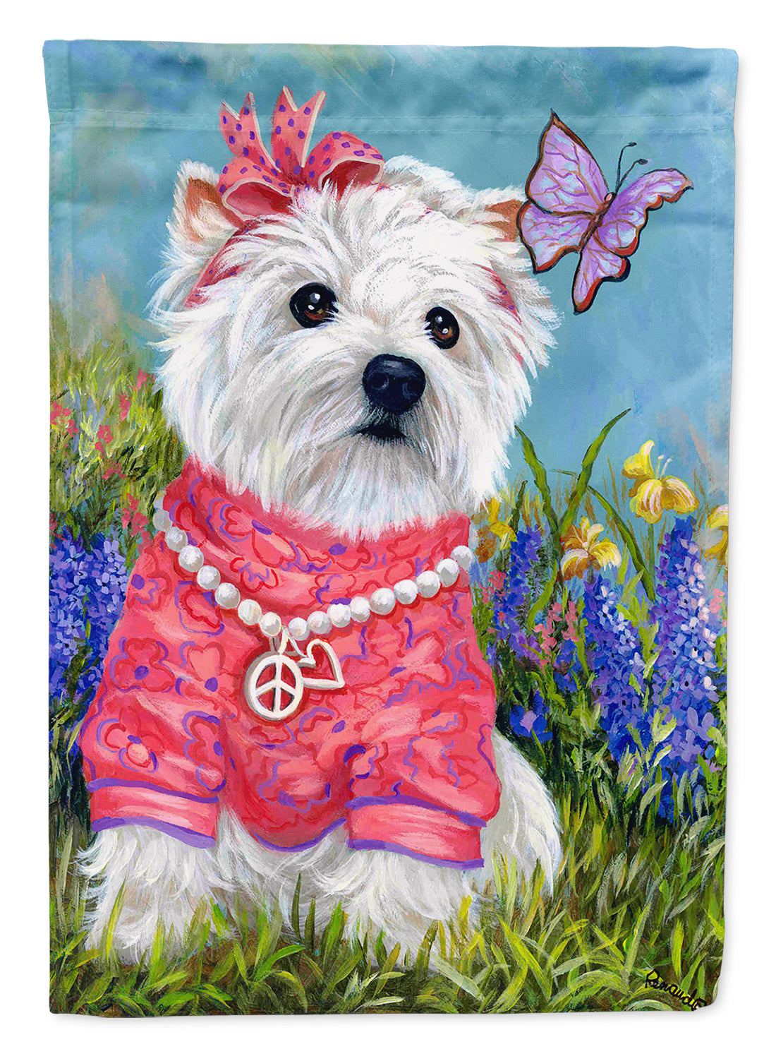 Westie Springtime Flag Canvas House Size PPP3132CHF  the-store.com.