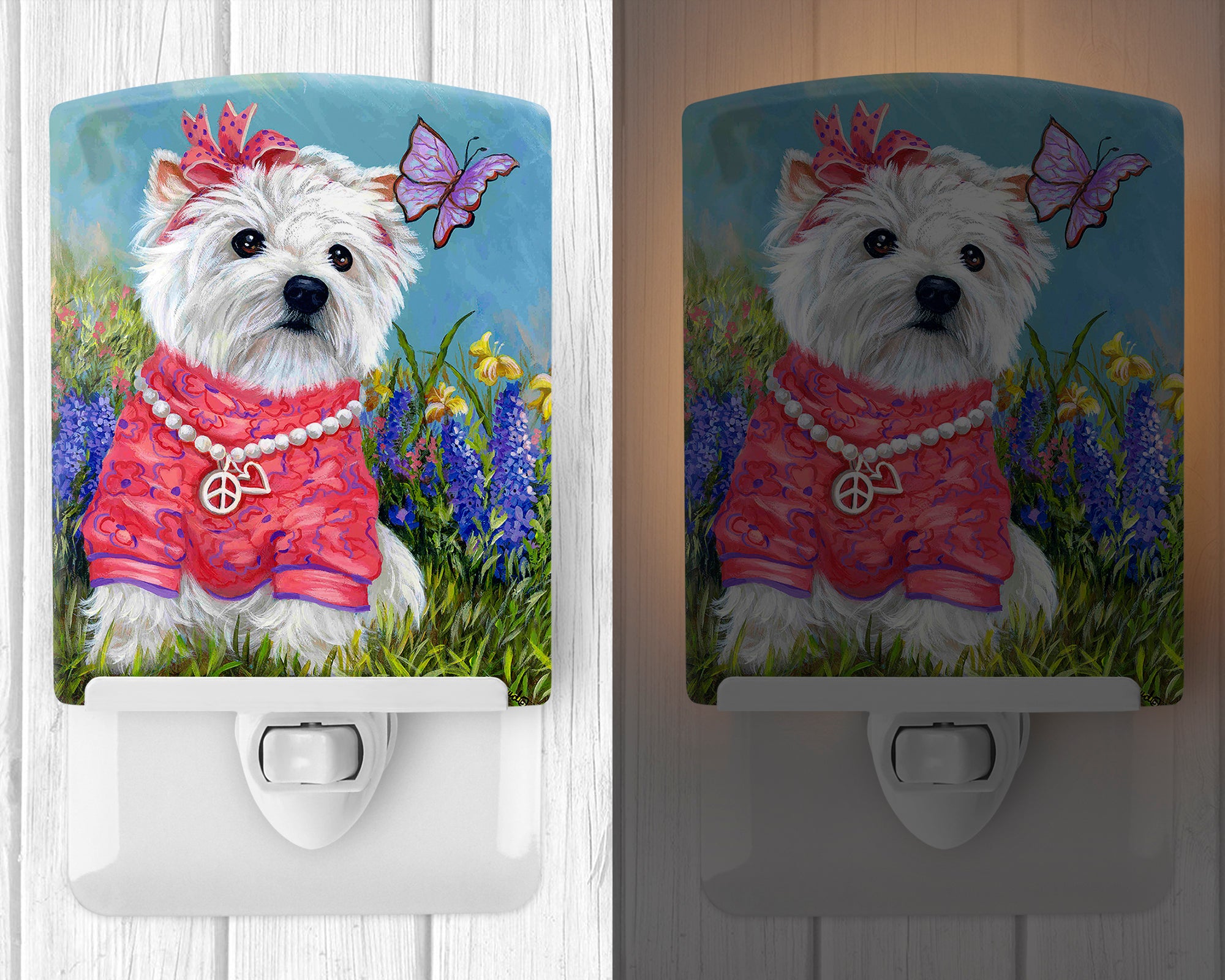 Westie Springtime Ceramic Night Light PPP3132CNL - the-store.com