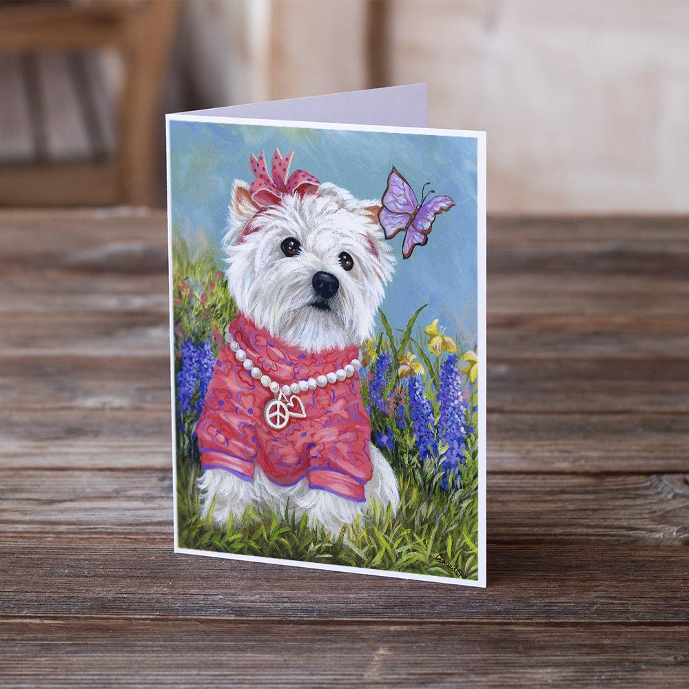 Westie Springtime Greeting Cards and Envelopes Pack of 8 - the-store.com