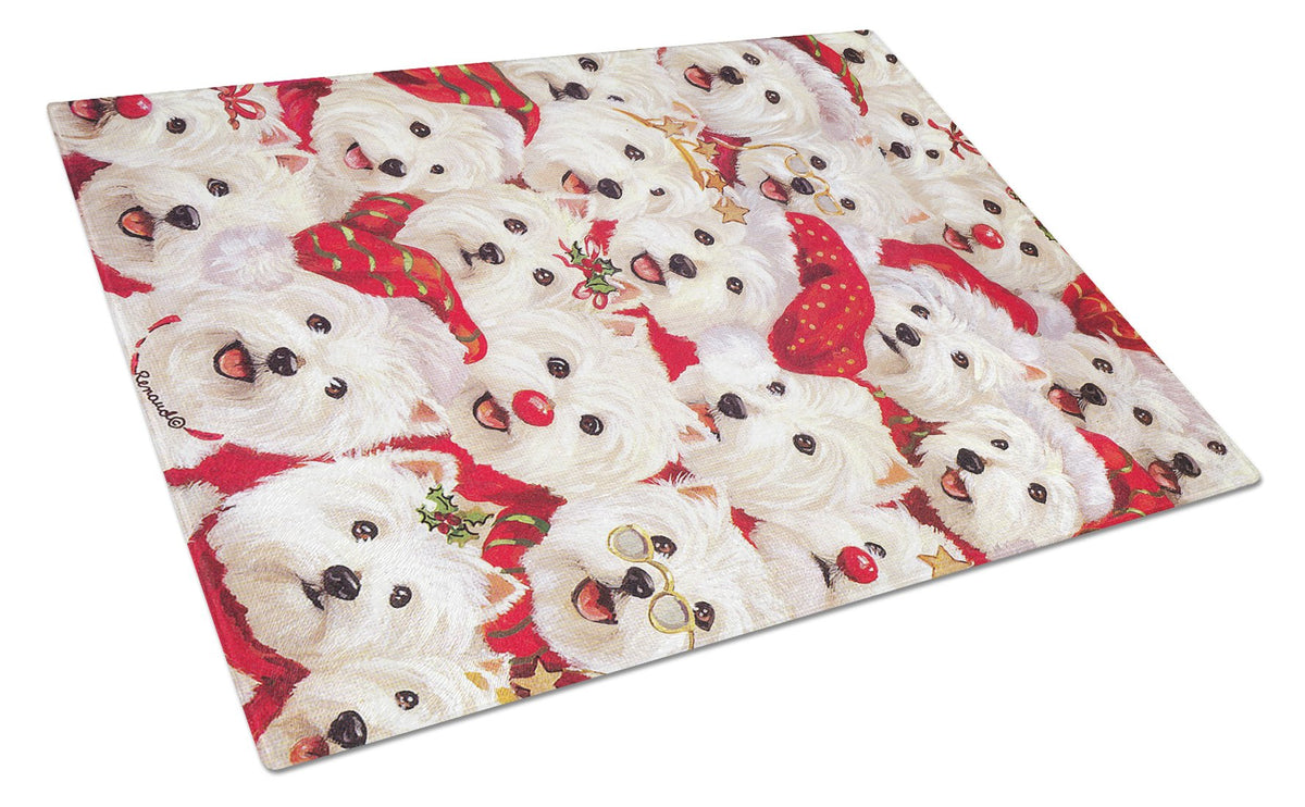 Westie Christmas a Plenty Glass Cutting Board Large PPP3133LCB by Caroline&#39;s Treasures