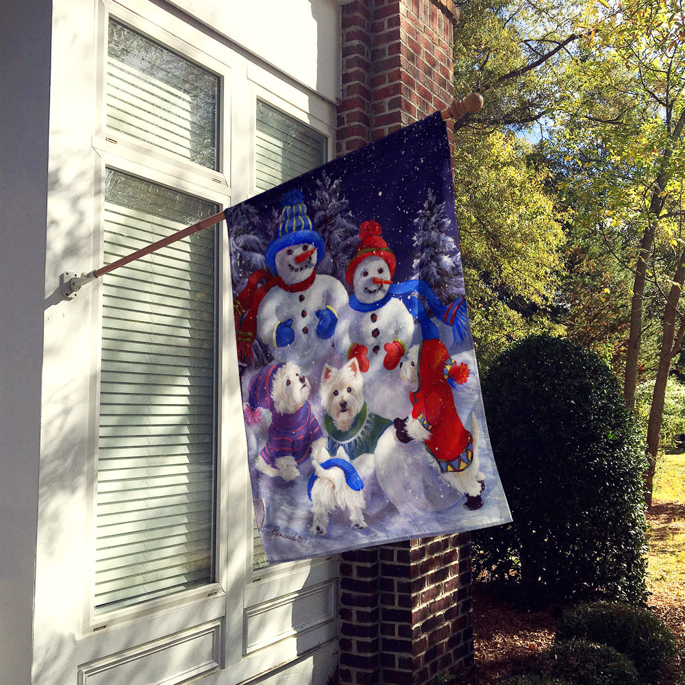 Westie Snowpeople Flag Canvas House Size PPP3135CHF  the-store.com.