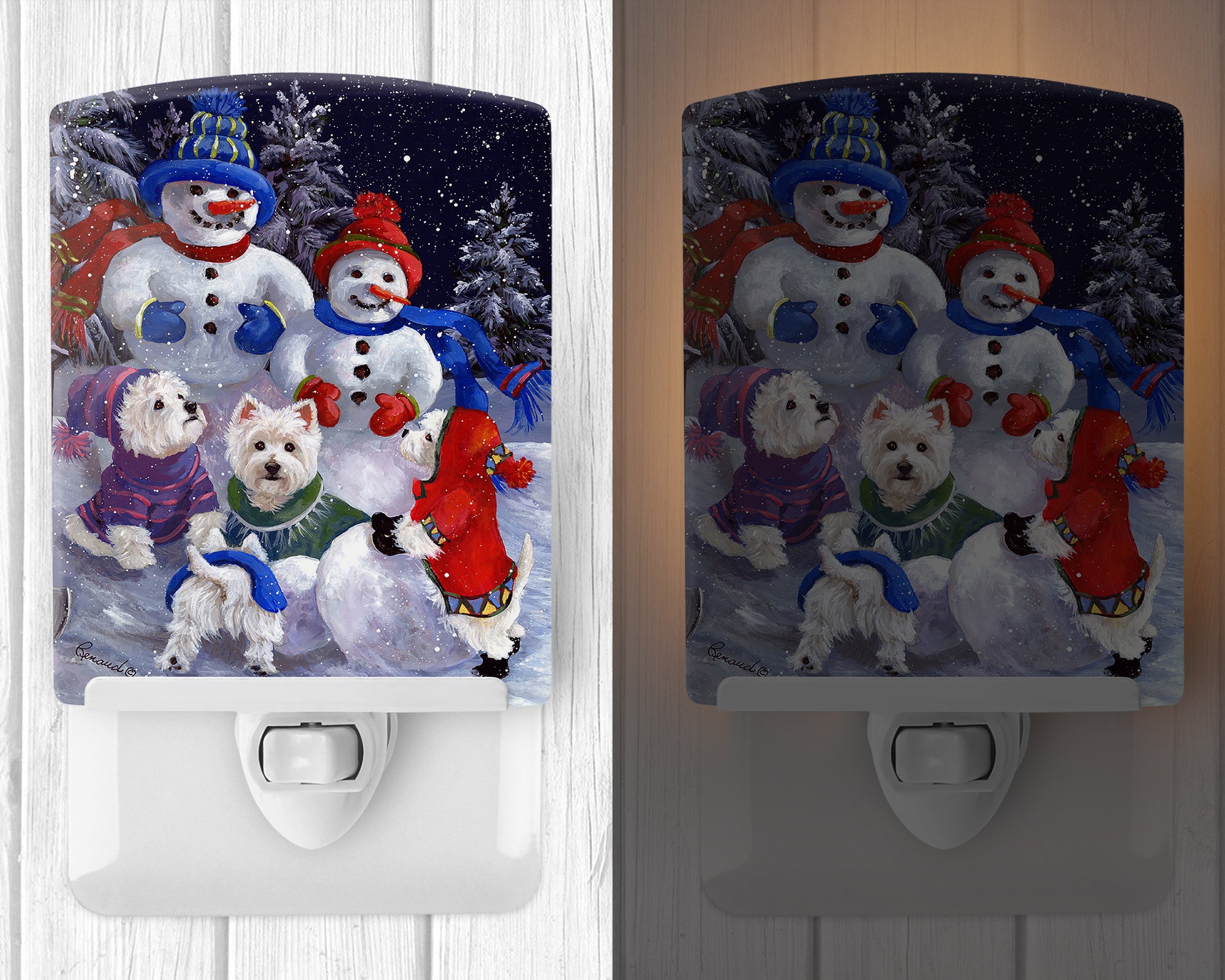 Westie Snowpeople Ceramic Night Light PPP3135CNL - the-store.com