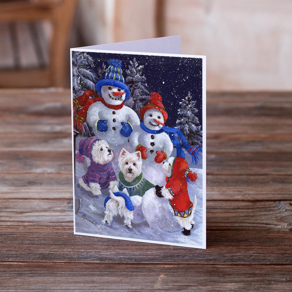 Westie Snowpeople Greeting Cards and Envelopes Pack of 8 - the-store.com