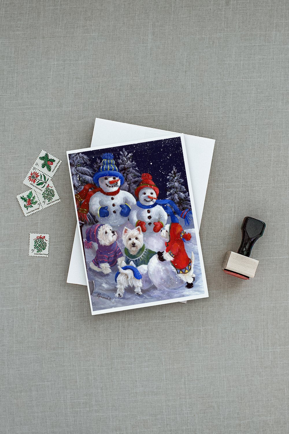 Westie Snowpeople Greeting Cards and Envelopes Pack of 8 - the-store.com