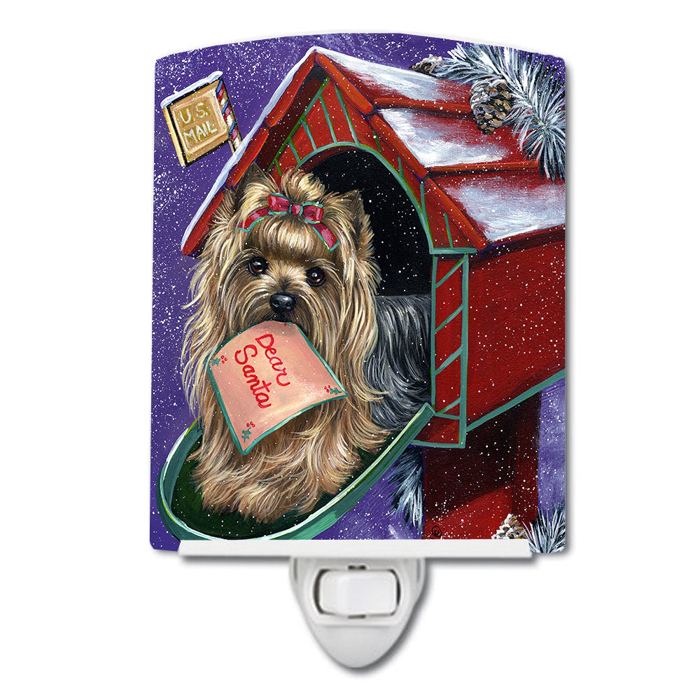 Yorkie Christmas Letter to Santa Ceramic Night Light PPP3140CNL - the-store.com