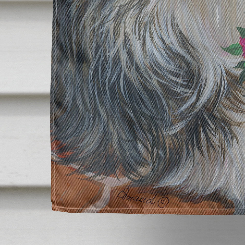 Bearded Collie Pot of Roses Flag Canvas House Size PPP3141CHF  the-store.com.