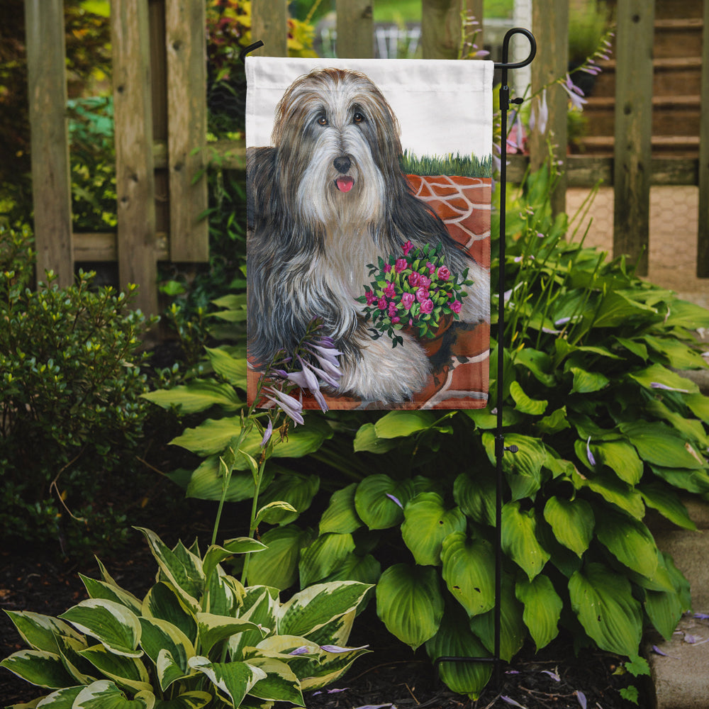 Bearded Collie Pot of Roses Flag Garden Size PPP3141GF  the-store.com.