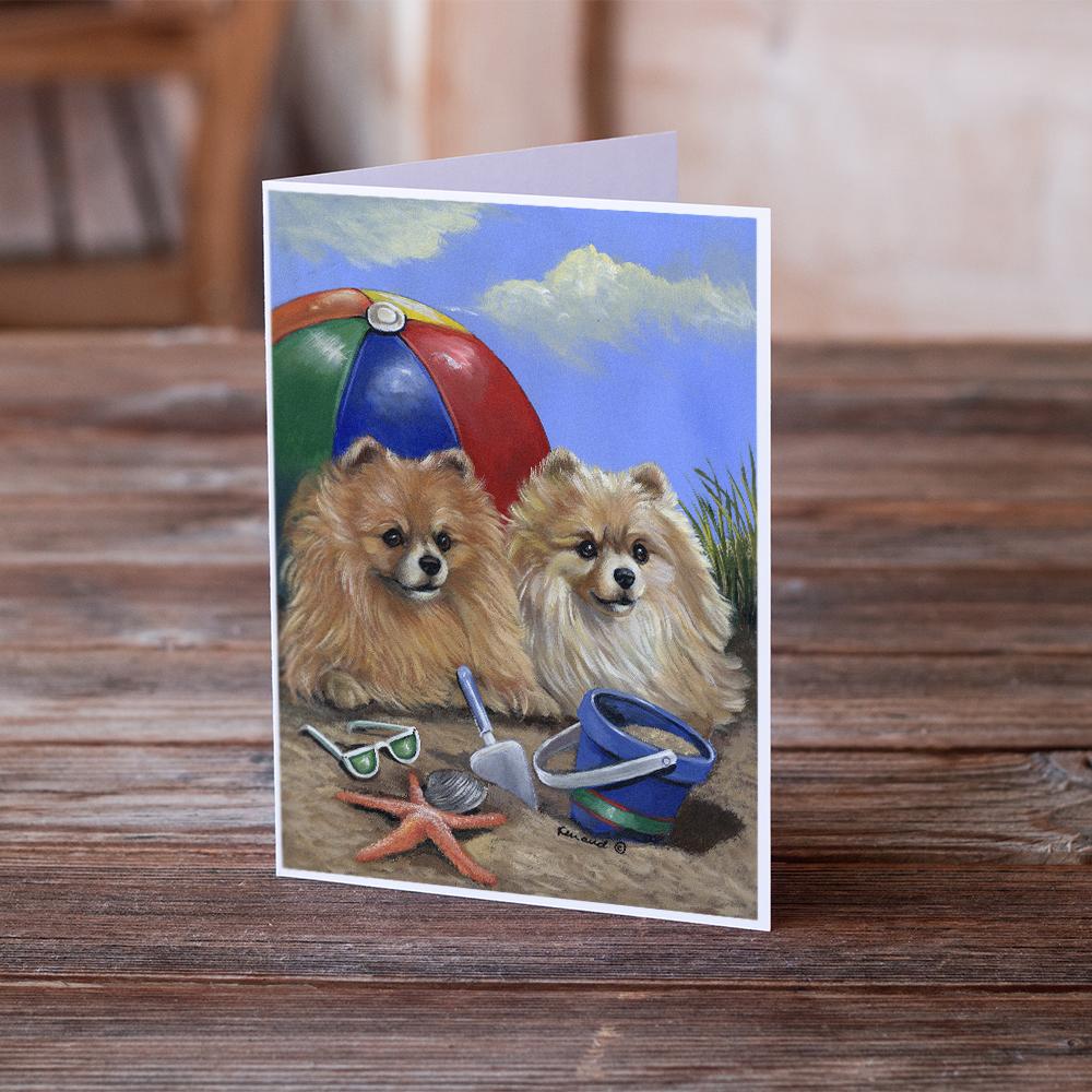 Pomeranian Beach Greeting Cards and Envelopes Pack of 8 - the-store.com
