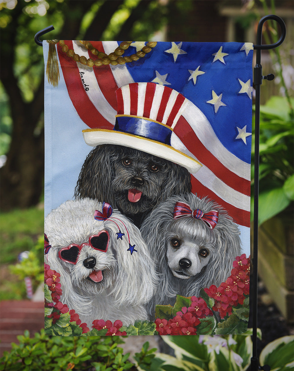 Poodle USA Flag Garden Size PPP3152GF  the-store.com.