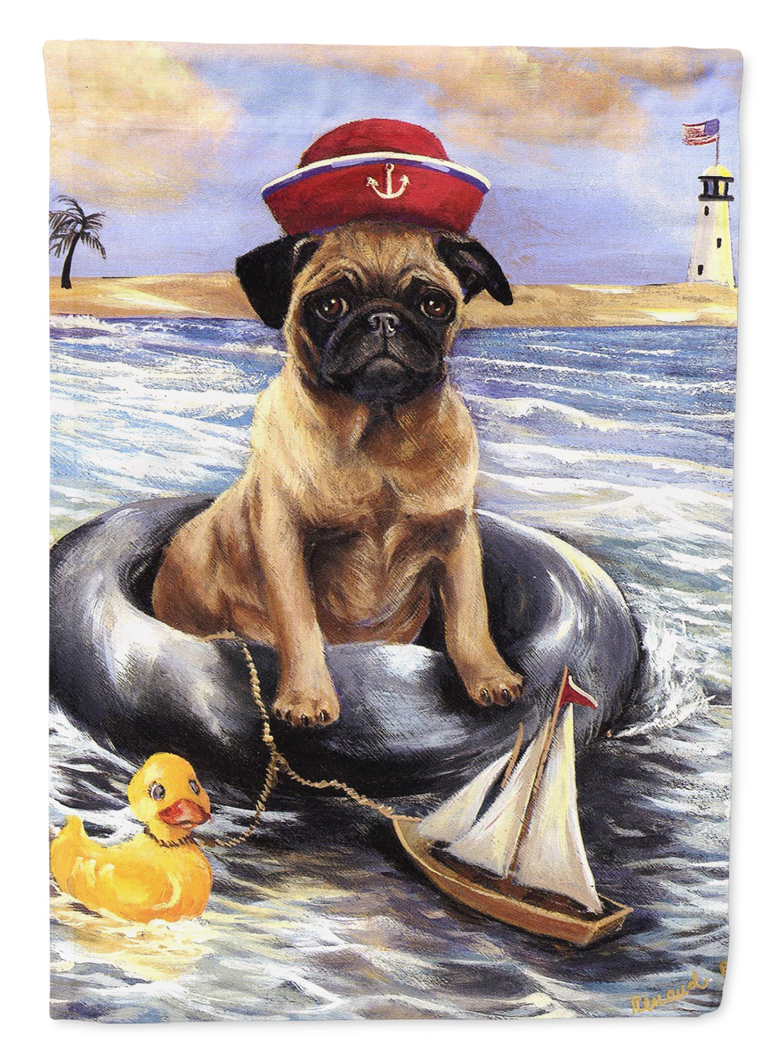 Pug Ahoy Sailor Flag Canvas House Size PPP3153CHF  the-store.com.