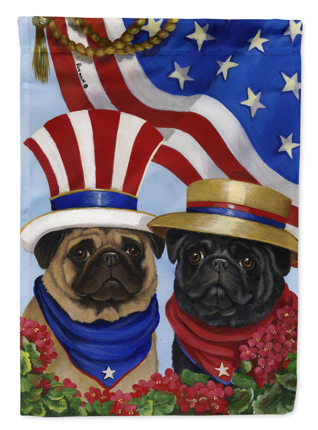 Pug USA Flag Canvas House Size PPP3154CHF  the-store.com.