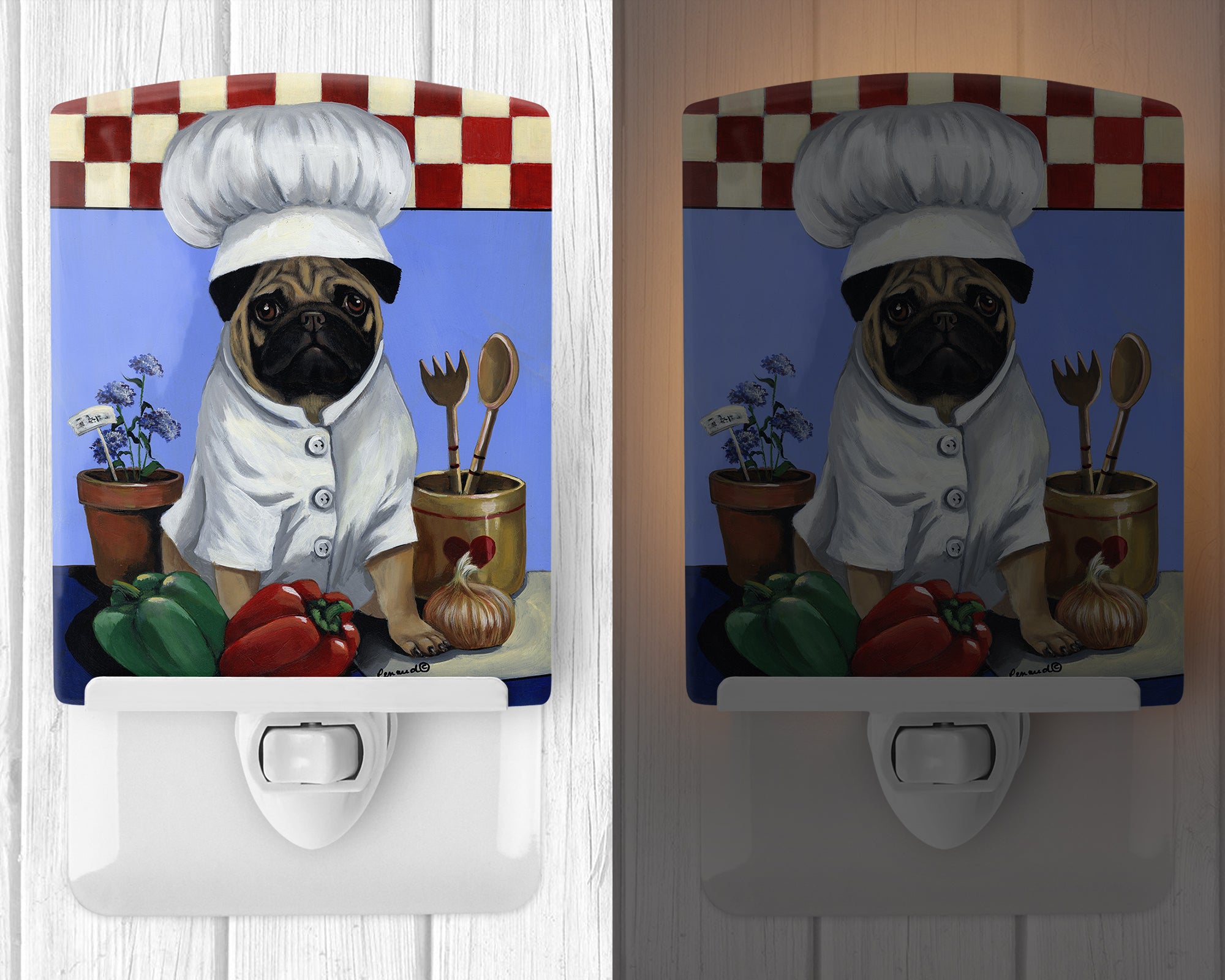 Pug Veggie Chef Ceramic Night Light PPP3155CNL - the-store.com