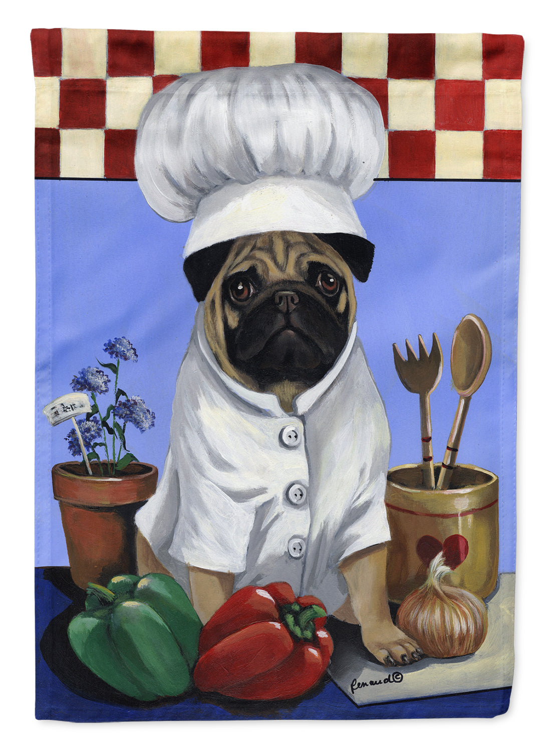 Pug Veggie Chef Flag Garden Size PPP3155GF