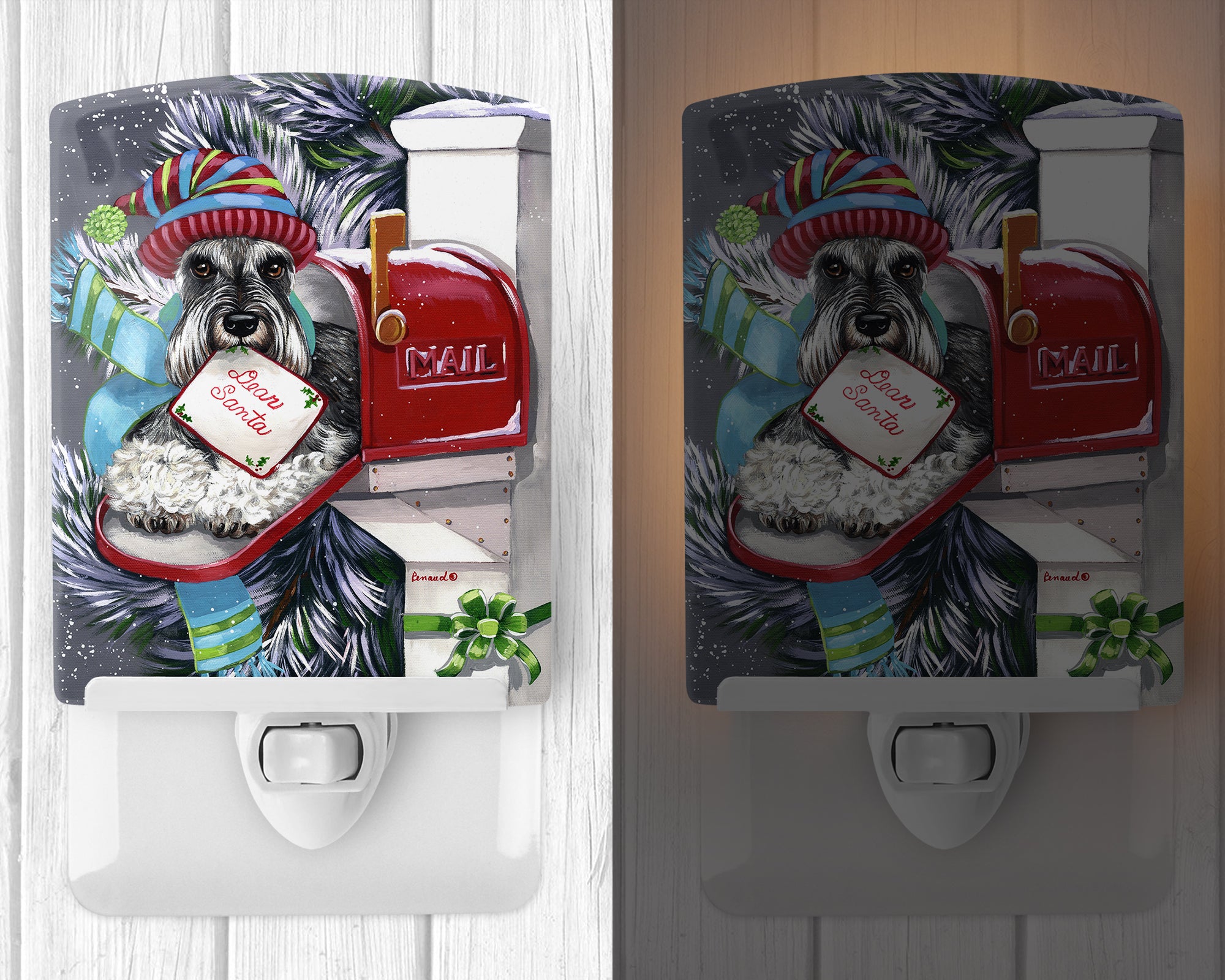 Schnauzer Christmas Letter to Santa Ceramic Night Light PPP3162CNL - the-store.com