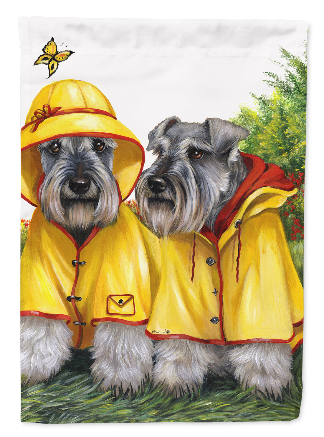 Schnauzer Rain Gear Flag Canvas House Size PPP3164CHF  the-store.com.