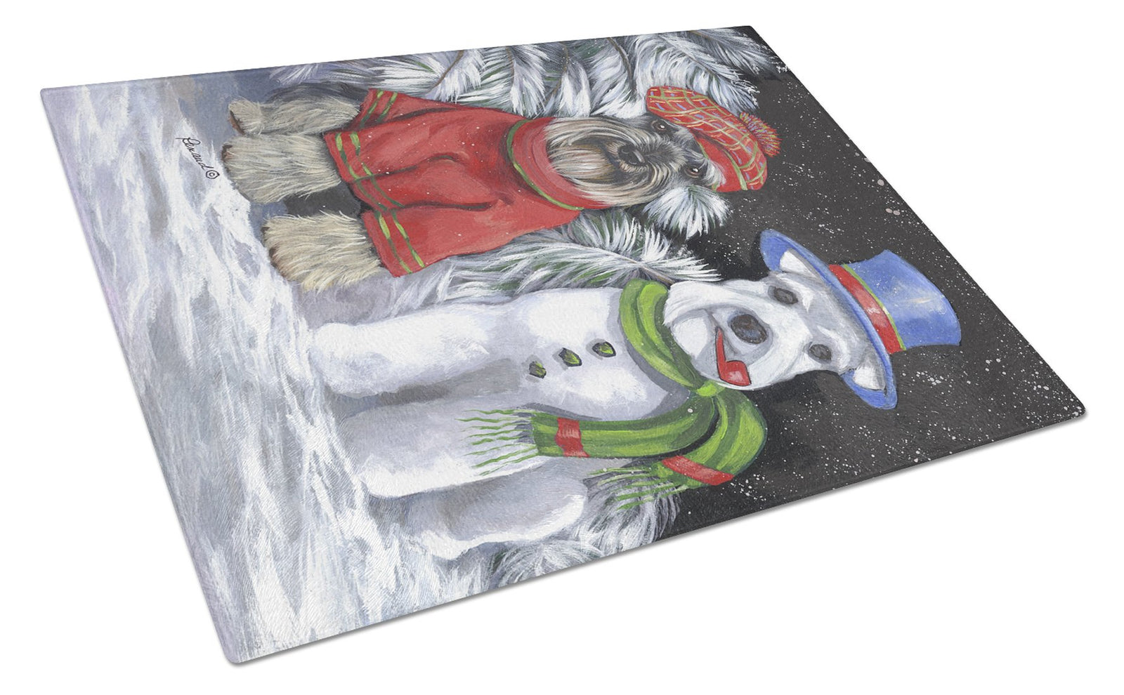 Schnauzer Christmas Snow Dog Glass Cutting Board Large PPP3165LCB by Caroline's Treasures