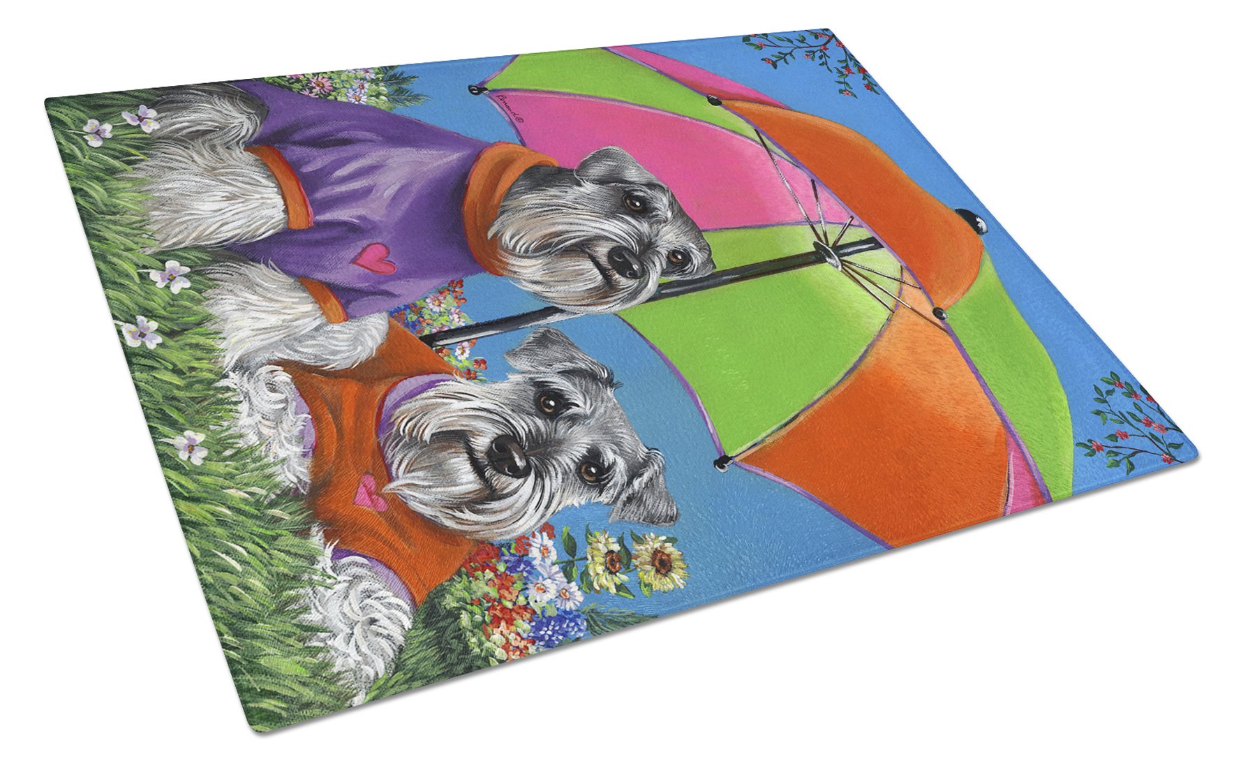 Schnauzer Soulmates Glass Cutting Board Large PPP3166LCB by Caroline's Treasures