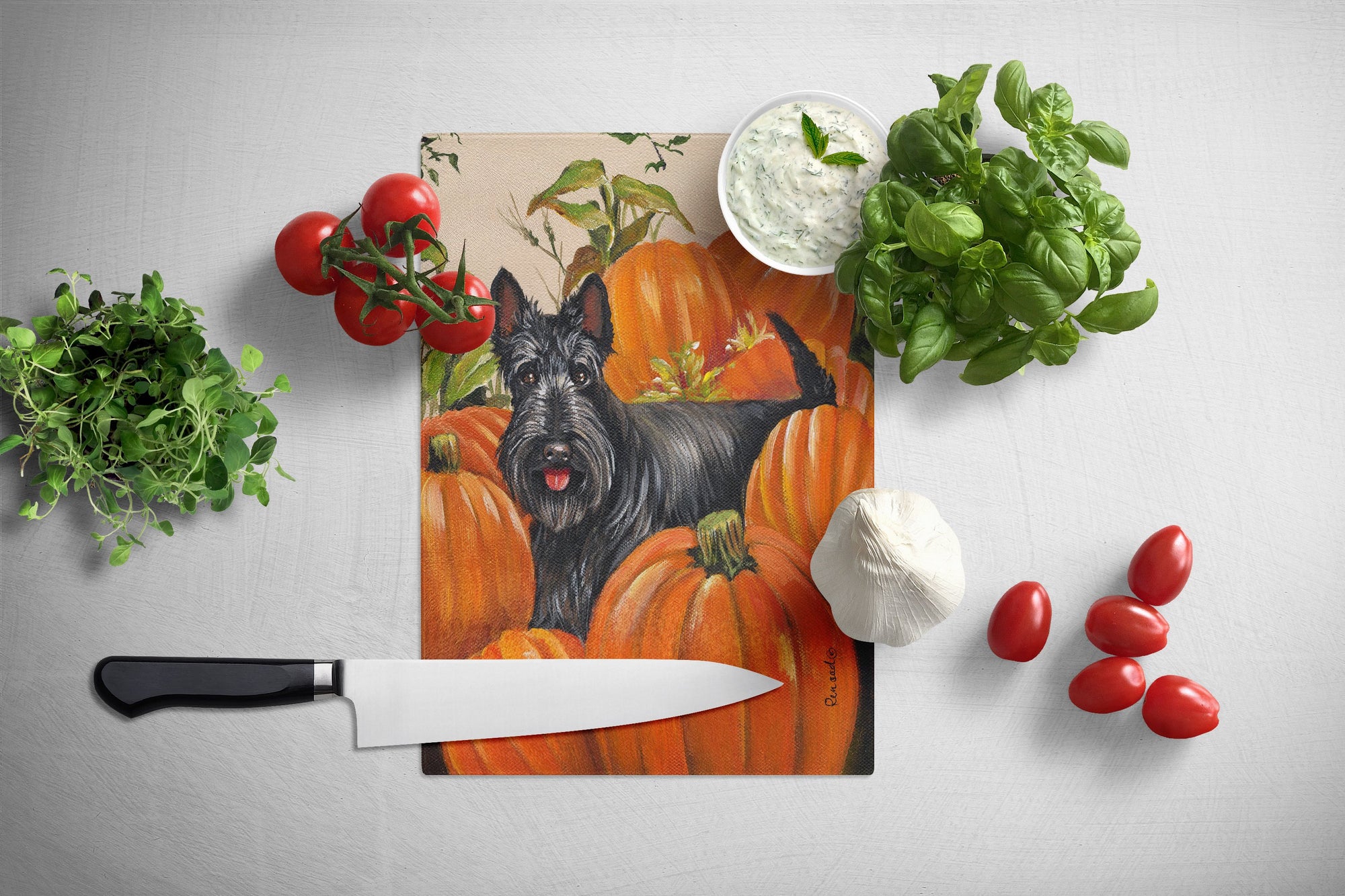 Scottish Terrier Scottie Pumpkins Glass Cutting Board Large PPP3168LCB by Caroline's Treasures