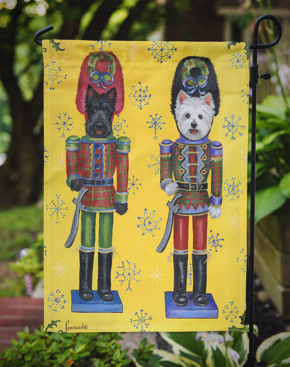 Scottie and Westie Christmas Nutcrackers Flag Garden Size PPP3169GF  the-store.com.