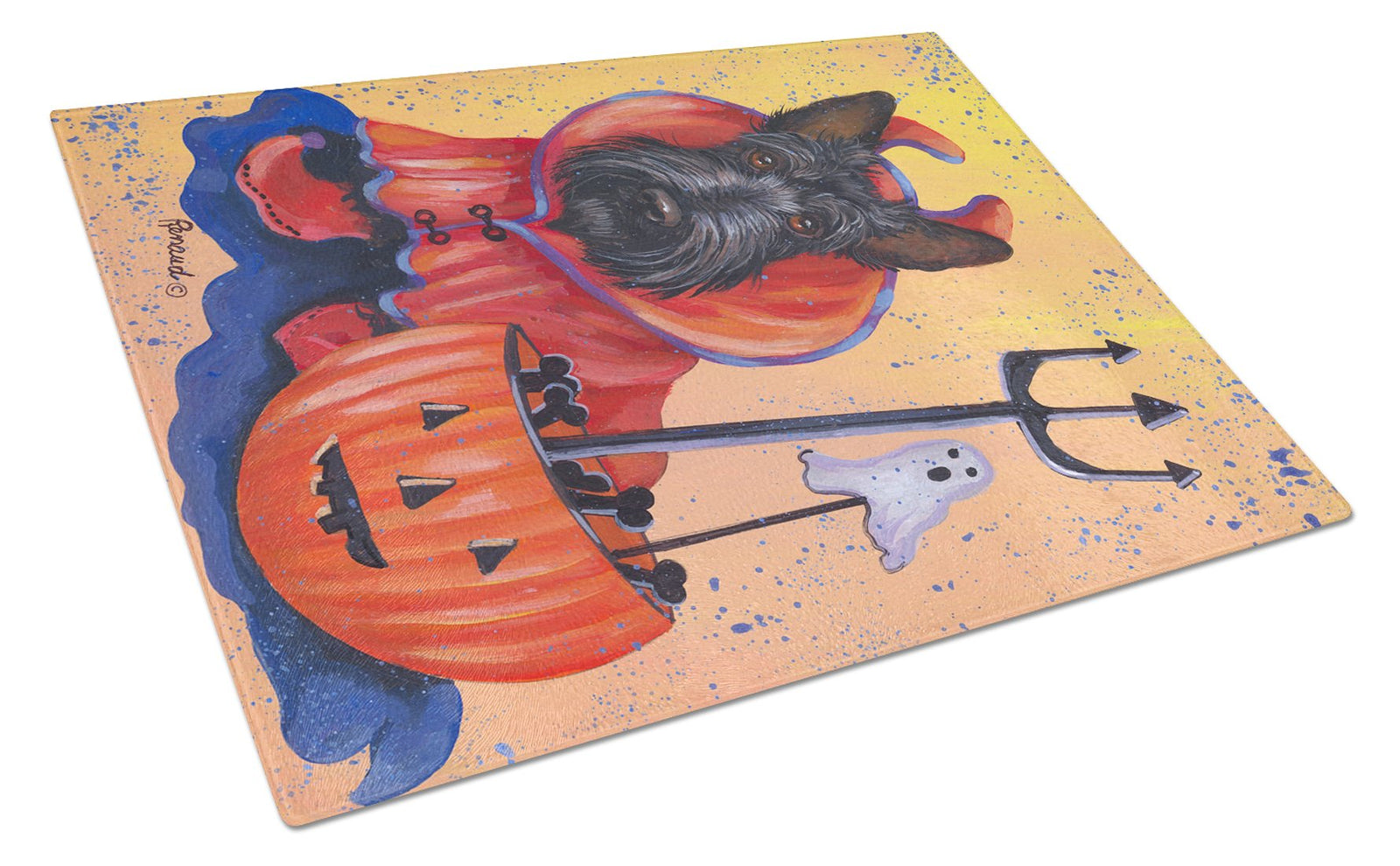 Scottie Boo Hoo Halloween Glass Cutting Board Large PPP3171LCB by Caroline's Treasures