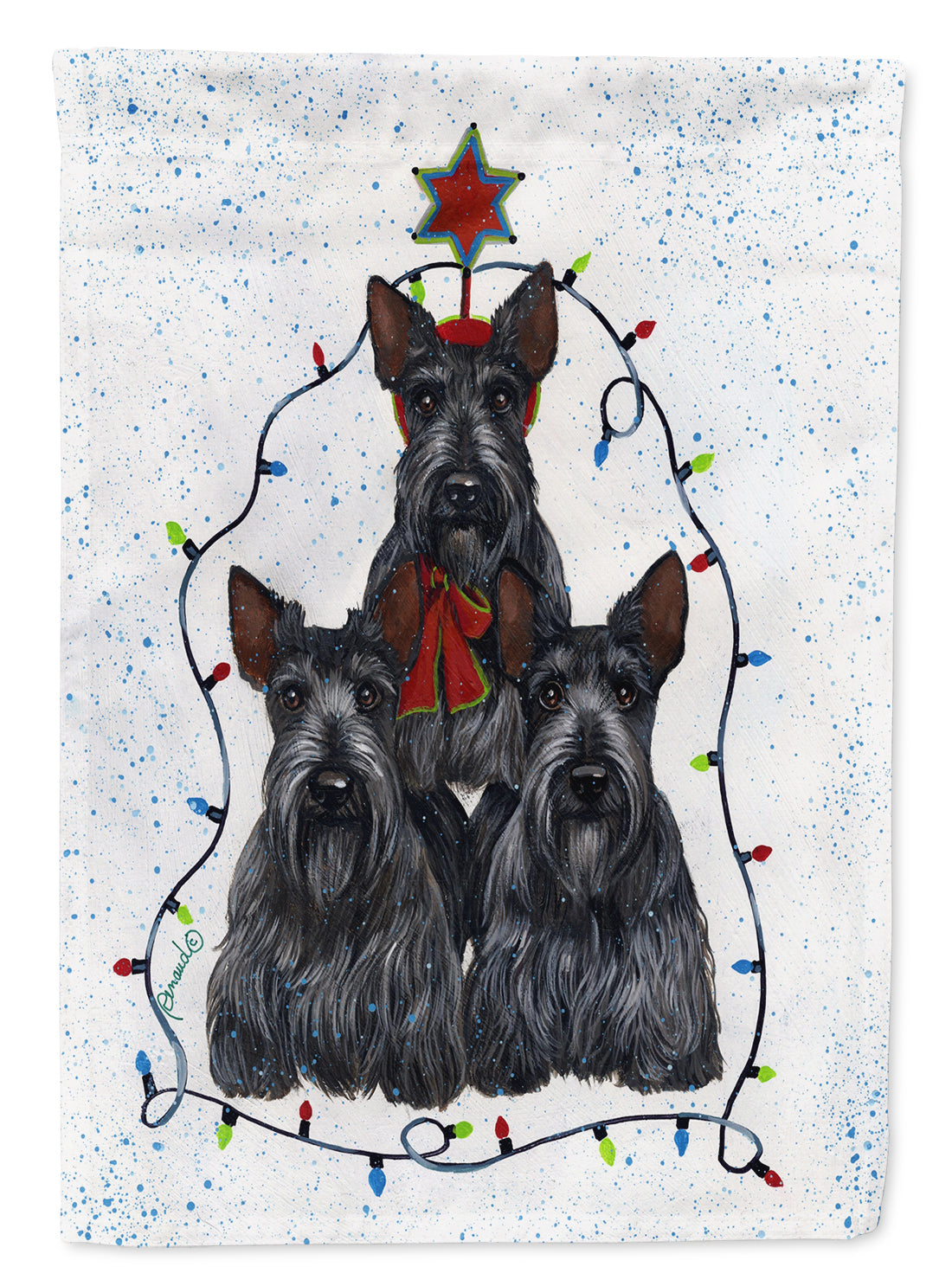 Scottie Christmas Family Tree Flag Canvas House Size PPP3176CHF  the-store.com.