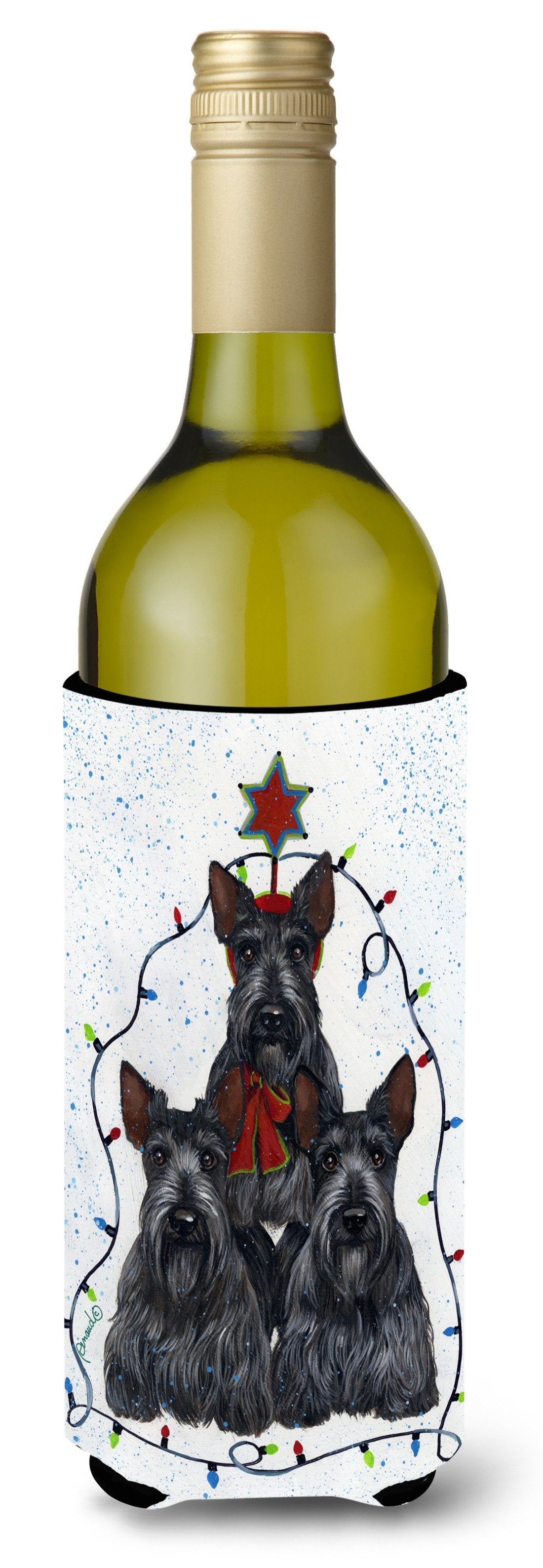 Scottie Christmas Family Tree Wine Bottle Hugger PPP3176LITERK by Caroline's Treasures