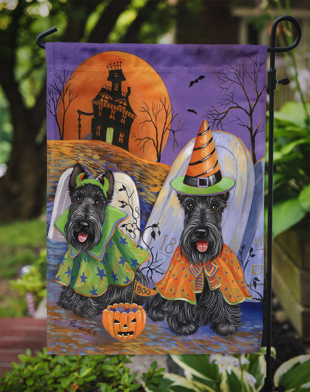 Scottie Halloween Haunted House Flag Garden Size PPP3177GF  the-store.com.