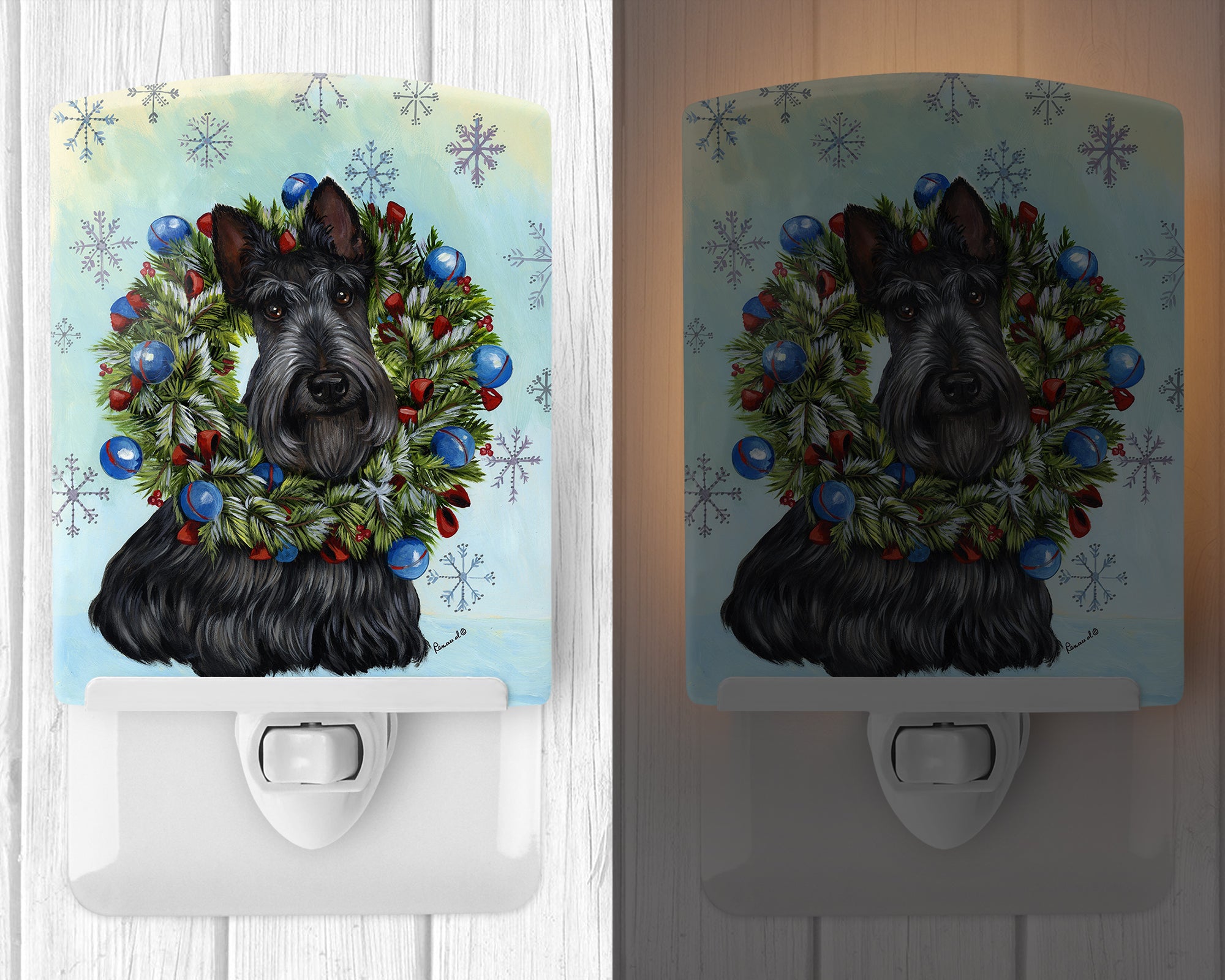 Scottie Christmas Snowflake Ceramic Night Light PPP3181CNL - the-store.com