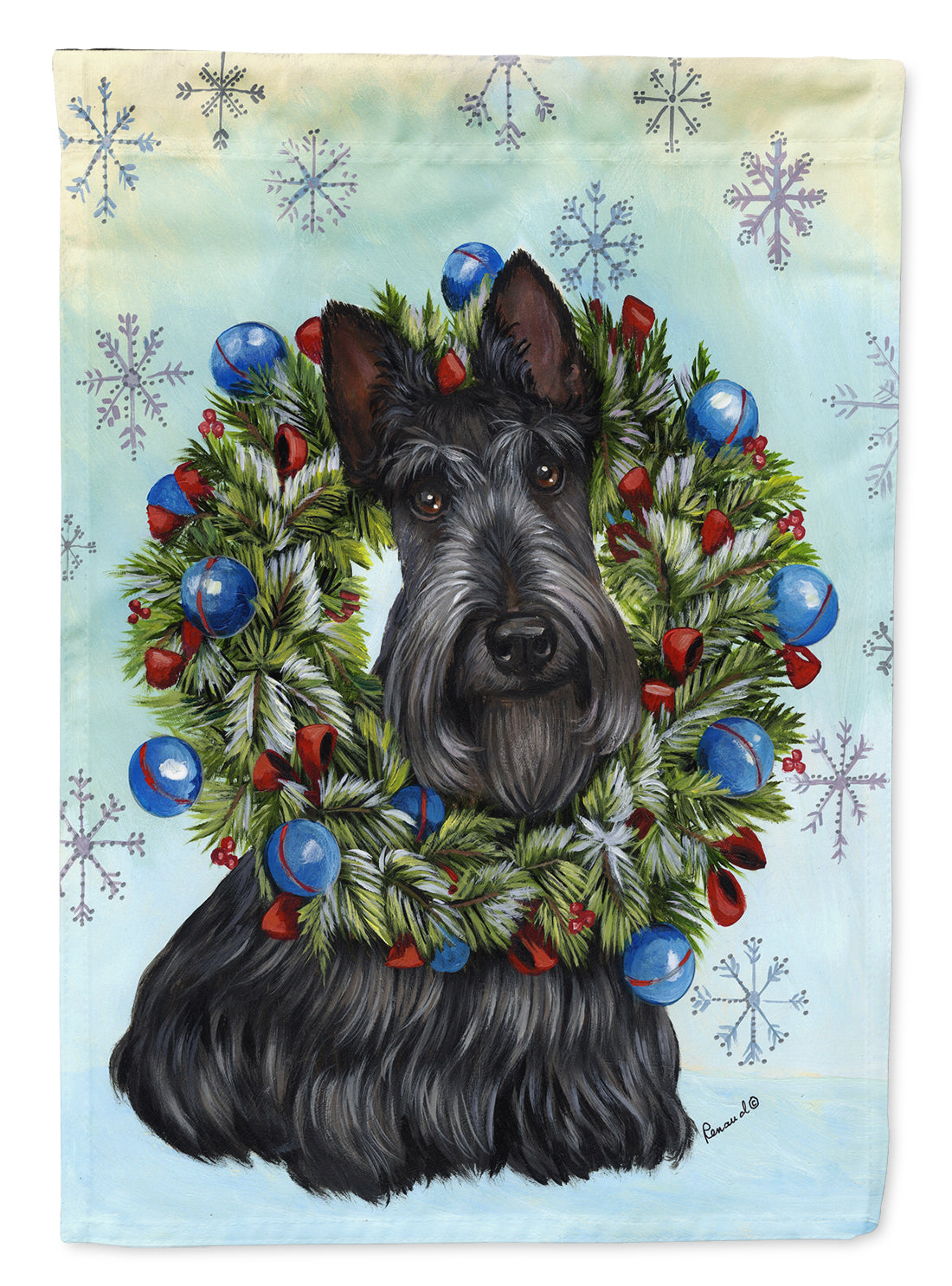 Scottie Christmas Snowflake Flag Garden Size PPP3181GF  the-store.com.