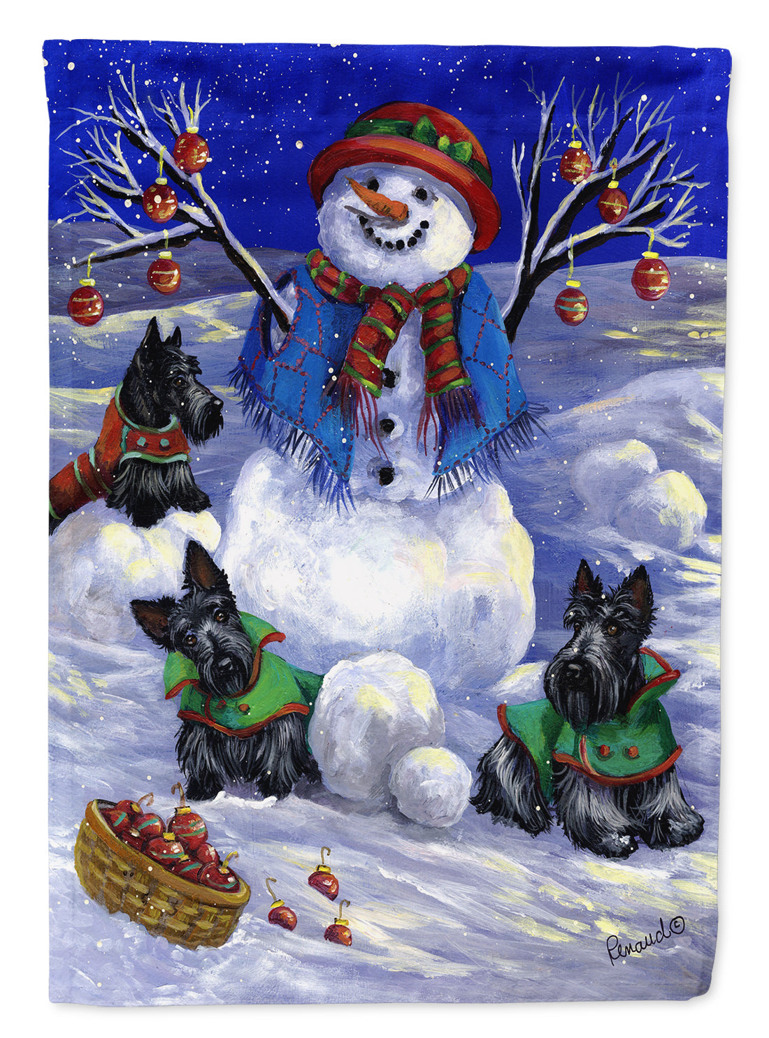 Scottie Christmas Snowman Flag Garden Size PPP3184GF  the-store.com.