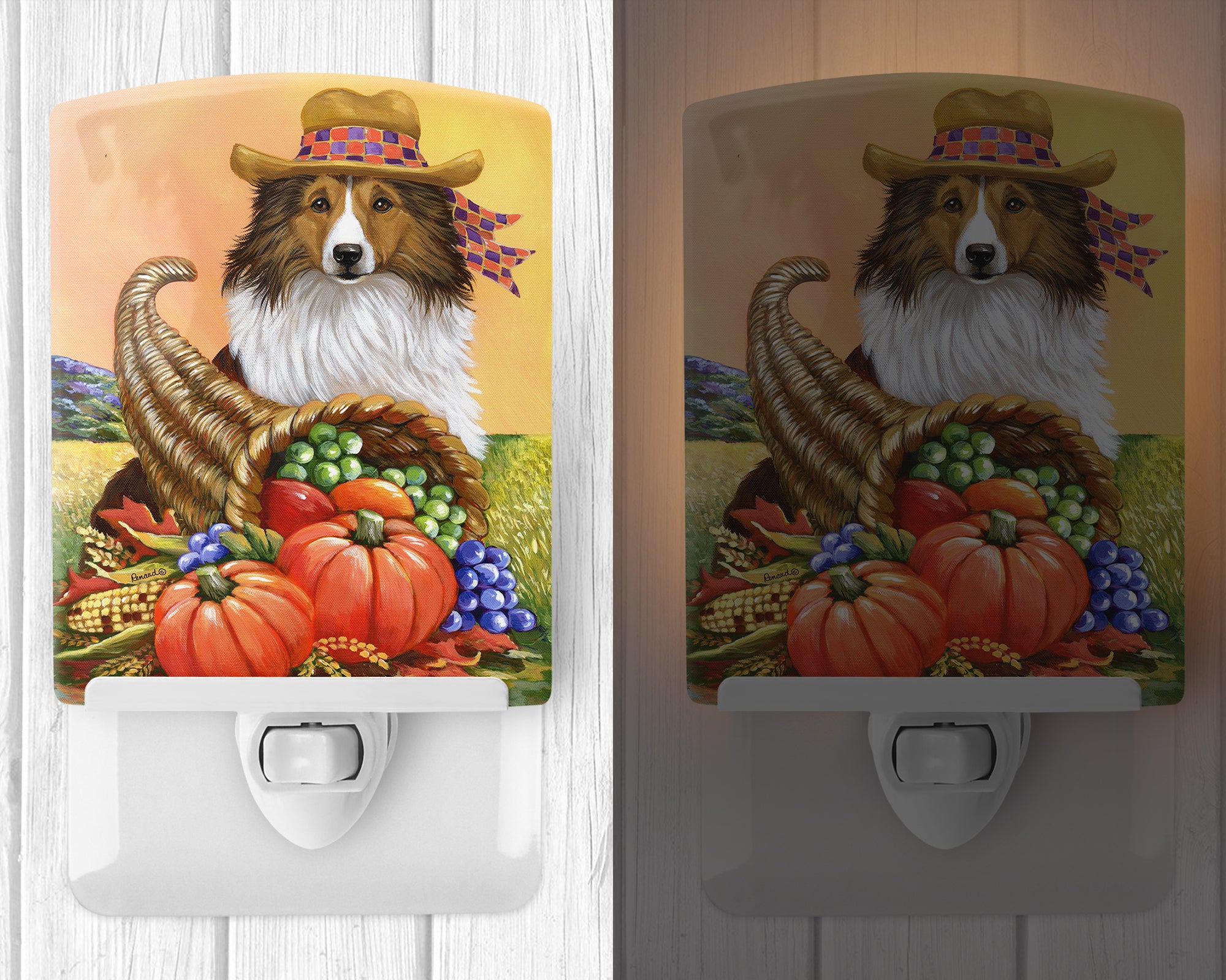 Sheltie Autumn Ceramic Night Light PPP3185CNL - the-store.com