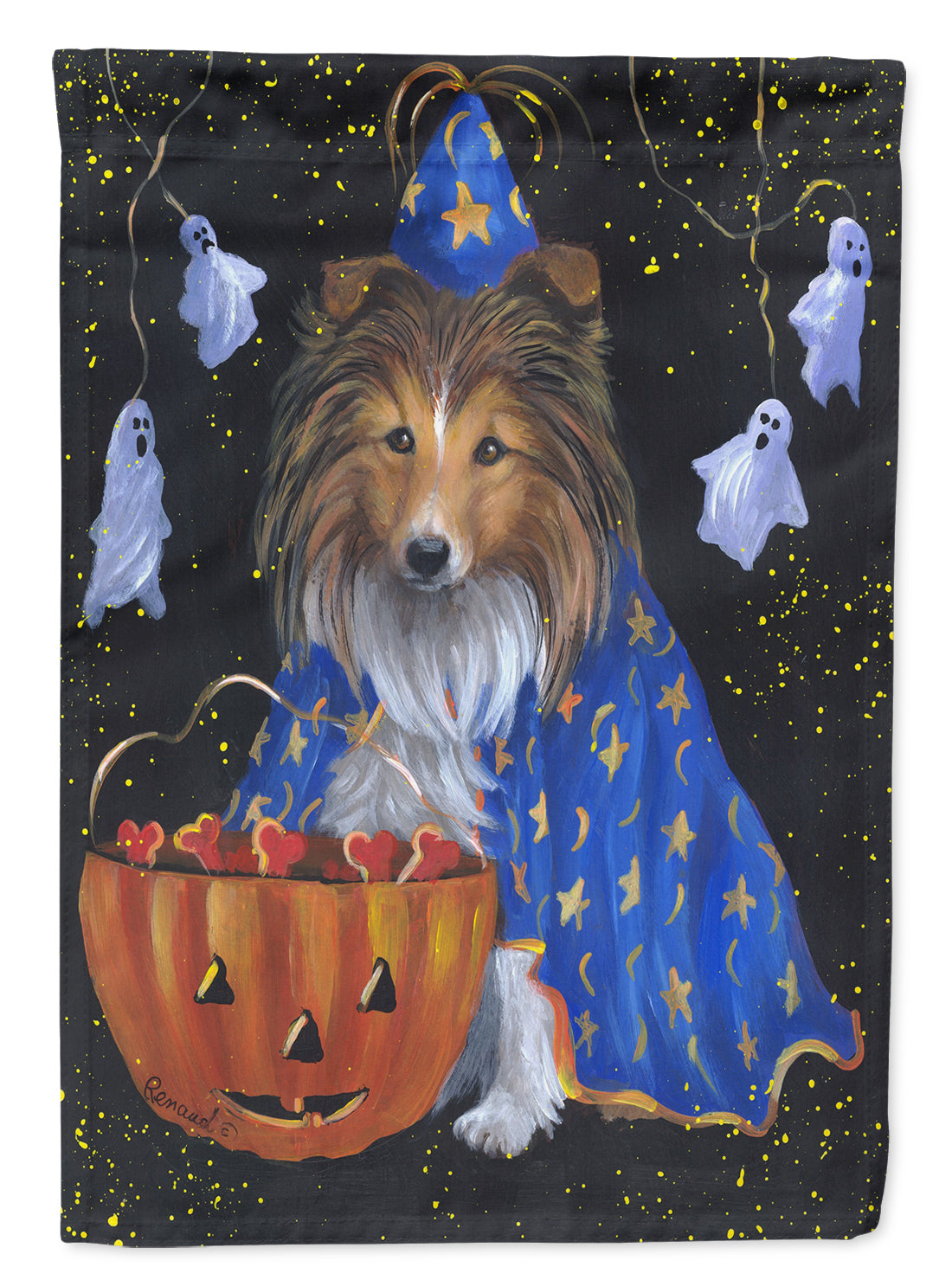 Sheltie Halloween Witch Flag Garden Size PPP3186GF  the-store.com.